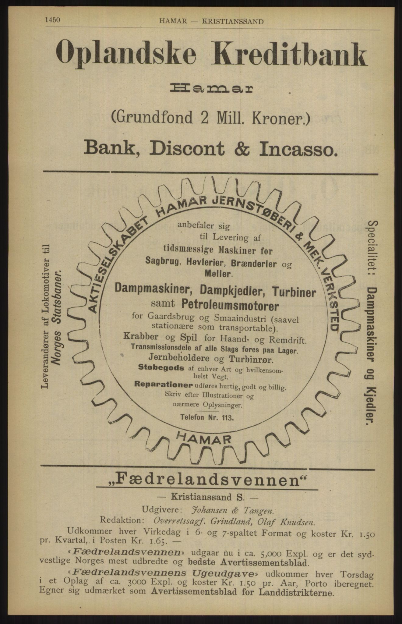 Kristiania/Oslo adressebok, PUBL/-, 1904, s. 1450