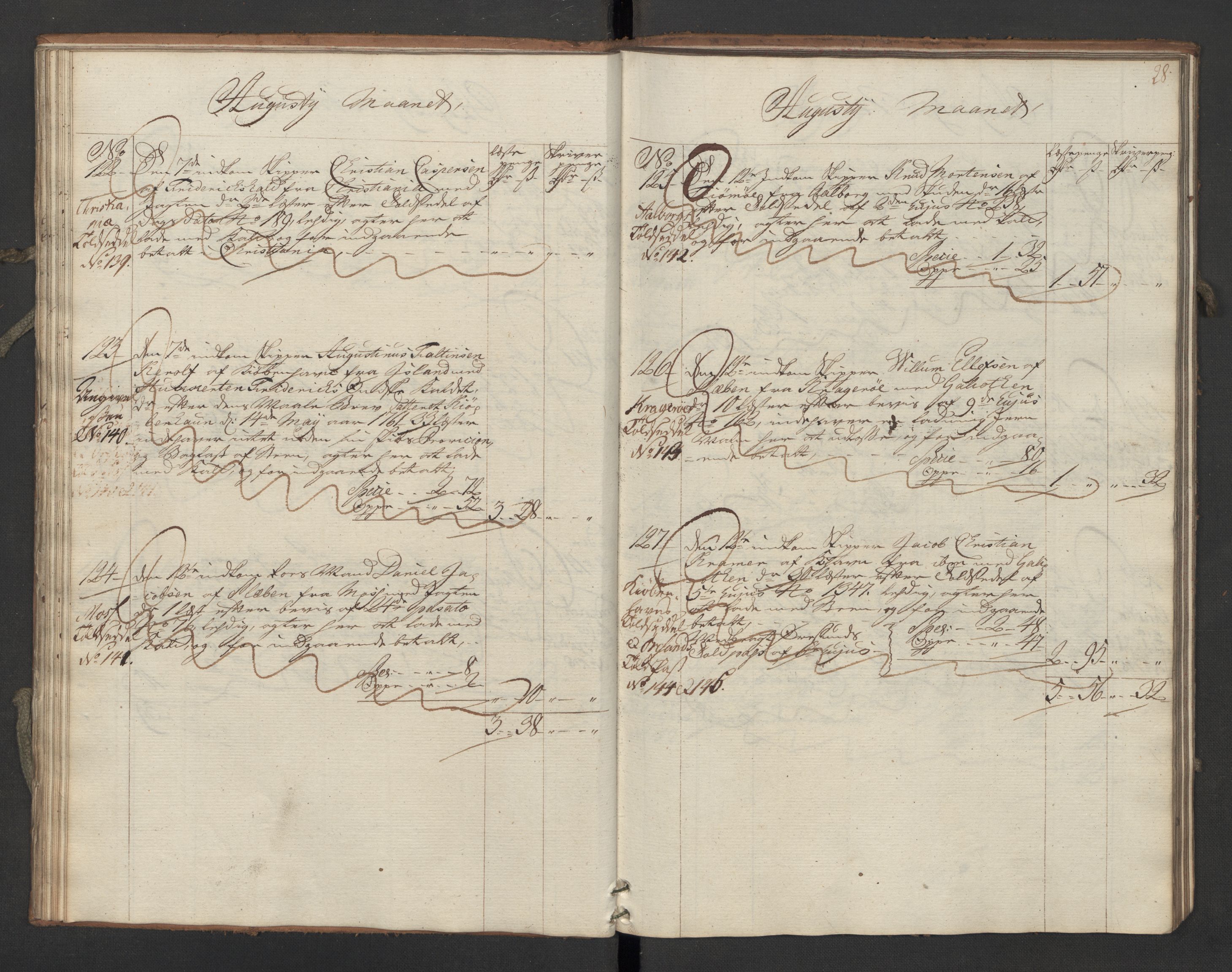 Generaltollkammeret, tollregnskaper, AV/RA-EA-5490/R06/L0062/0002: Tollregnskaper Kristiania / Inngående hovedtollbok Slependen, 1762, s. 27b-28a