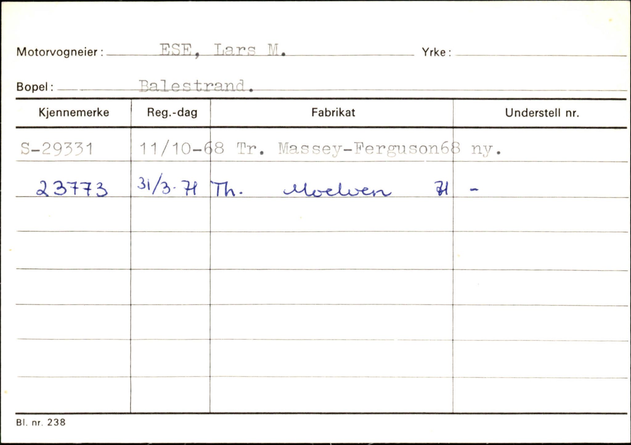 Statens vegvesen, Sogn og Fjordane vegkontor, AV/SAB-A-5301/4/F/L0132: Eigarregister Askvoll A-Å. Balestrand A-Å, 1945-1975, s. 1682