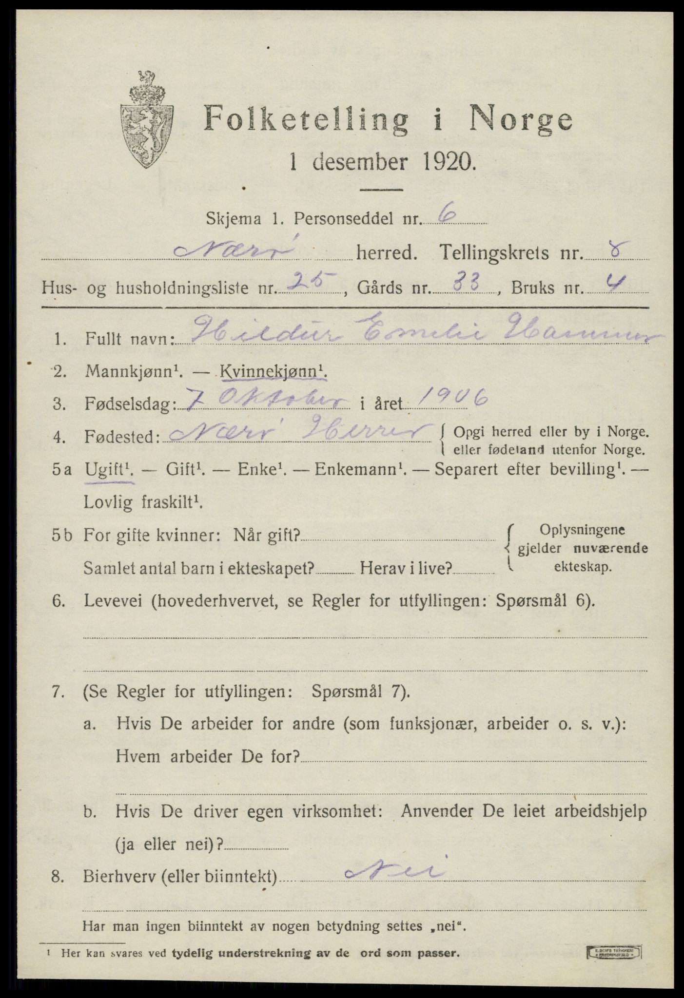 SAT, Folketelling 1920 for 1751 Nærøy herred, 1920, s. 4727