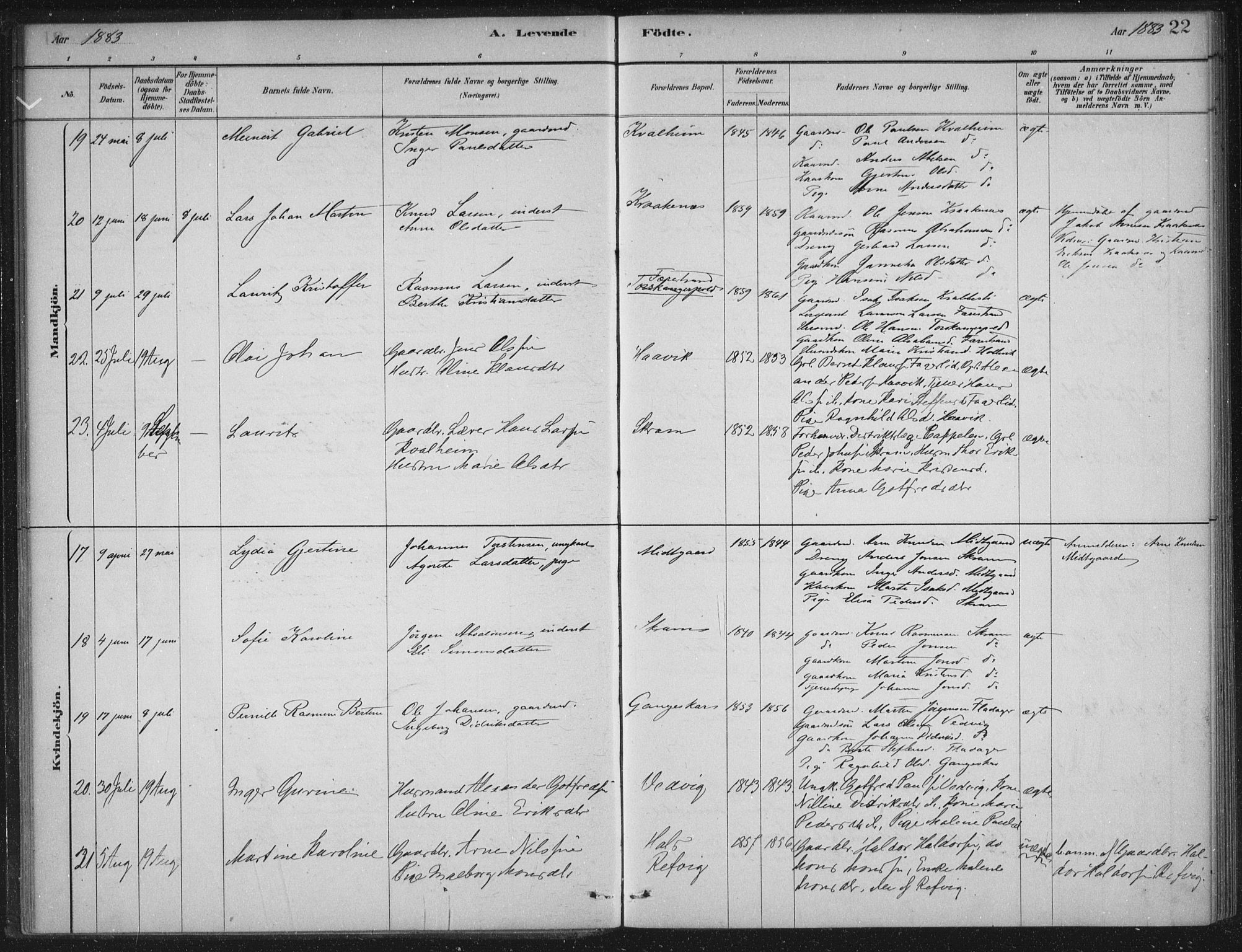 Selje sokneprestembete, AV/SAB-A-99938/H/Ha/Haa/Haac/L0001: Ministerialbok nr. C  1, 1881-1888, s. 22