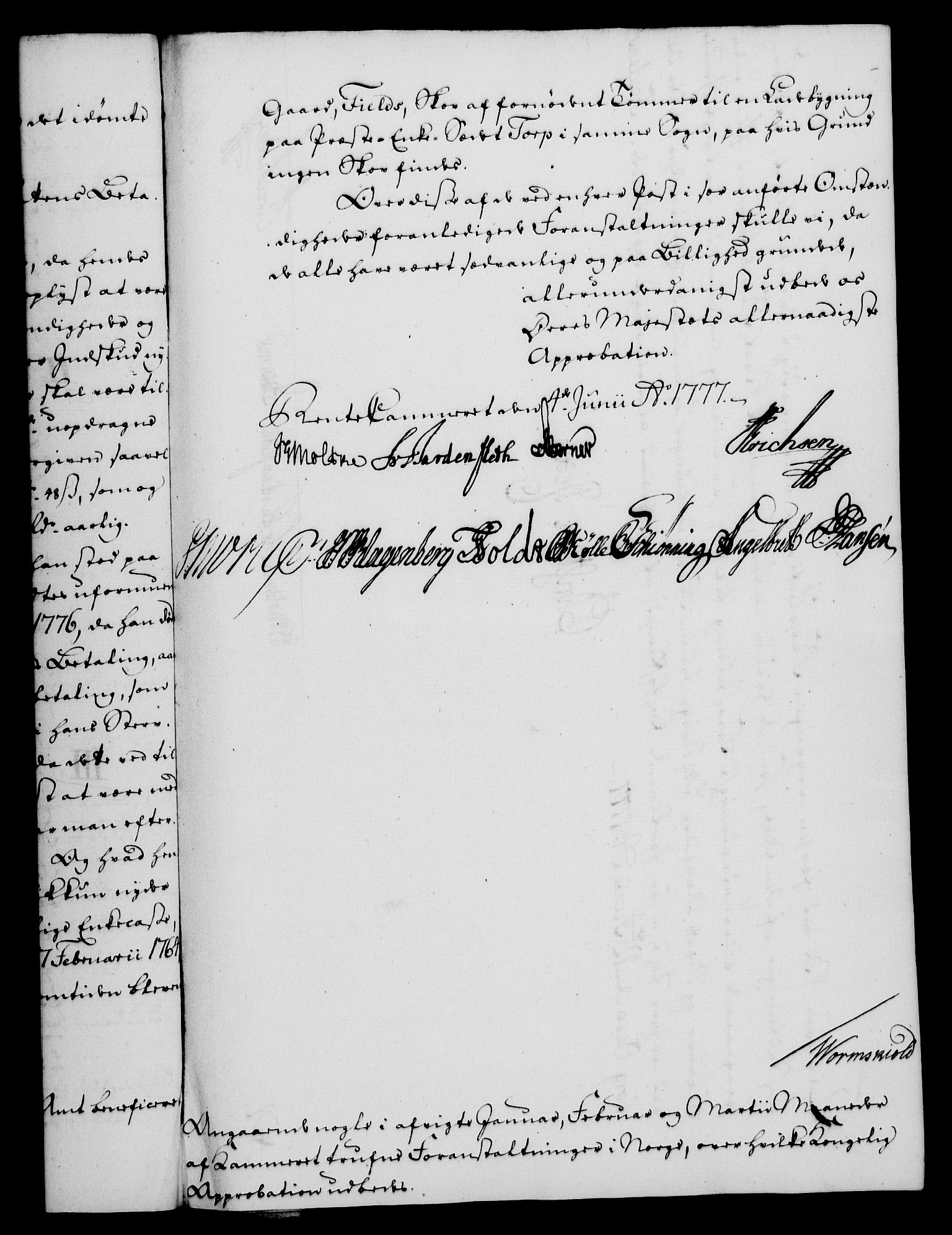 Rentekammeret, Kammerkanselliet, RA/EA-3111/G/Gf/Gfa/L0059: Norsk relasjons- og resolusjonsprotokoll (merket RK 52.59), 1777, s. 187