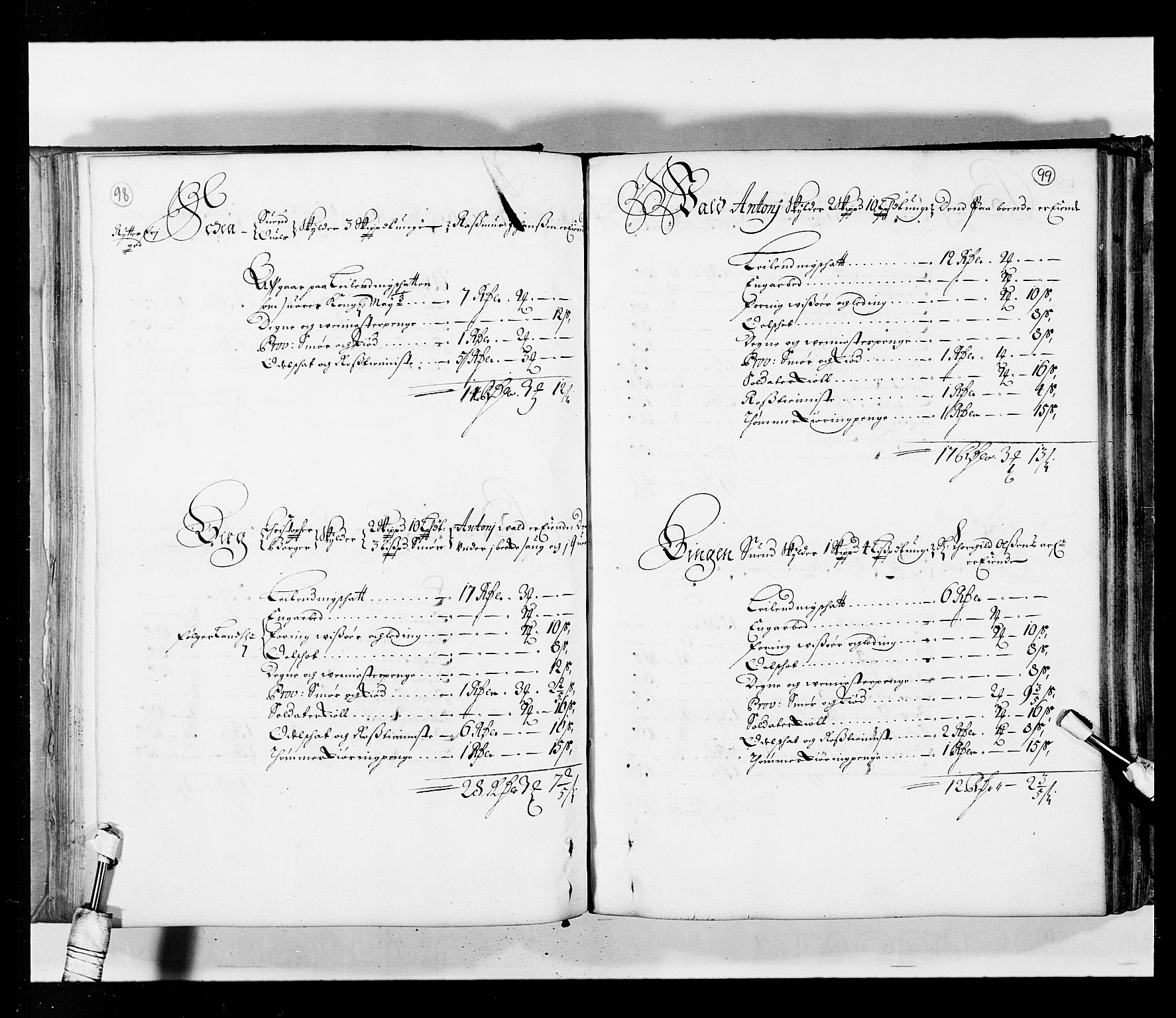 Stattholderembetet 1572-1771, AV/RA-EA-2870/Ek/L0034/0001: Jordebøker 1662-1720: / Matrikkel for Nedre Romerike, 1685, s. 98-99