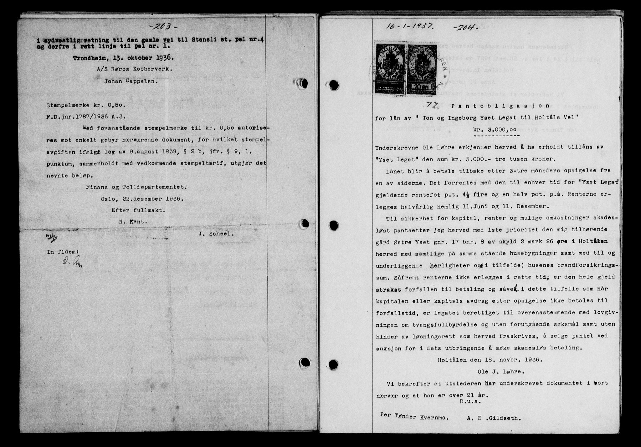 Gauldal sorenskriveri, SAT/A-0014/1/2/2C/L0046: Pantebok nr. 49-50, 1936-1937, Dagboknr: 77/1937