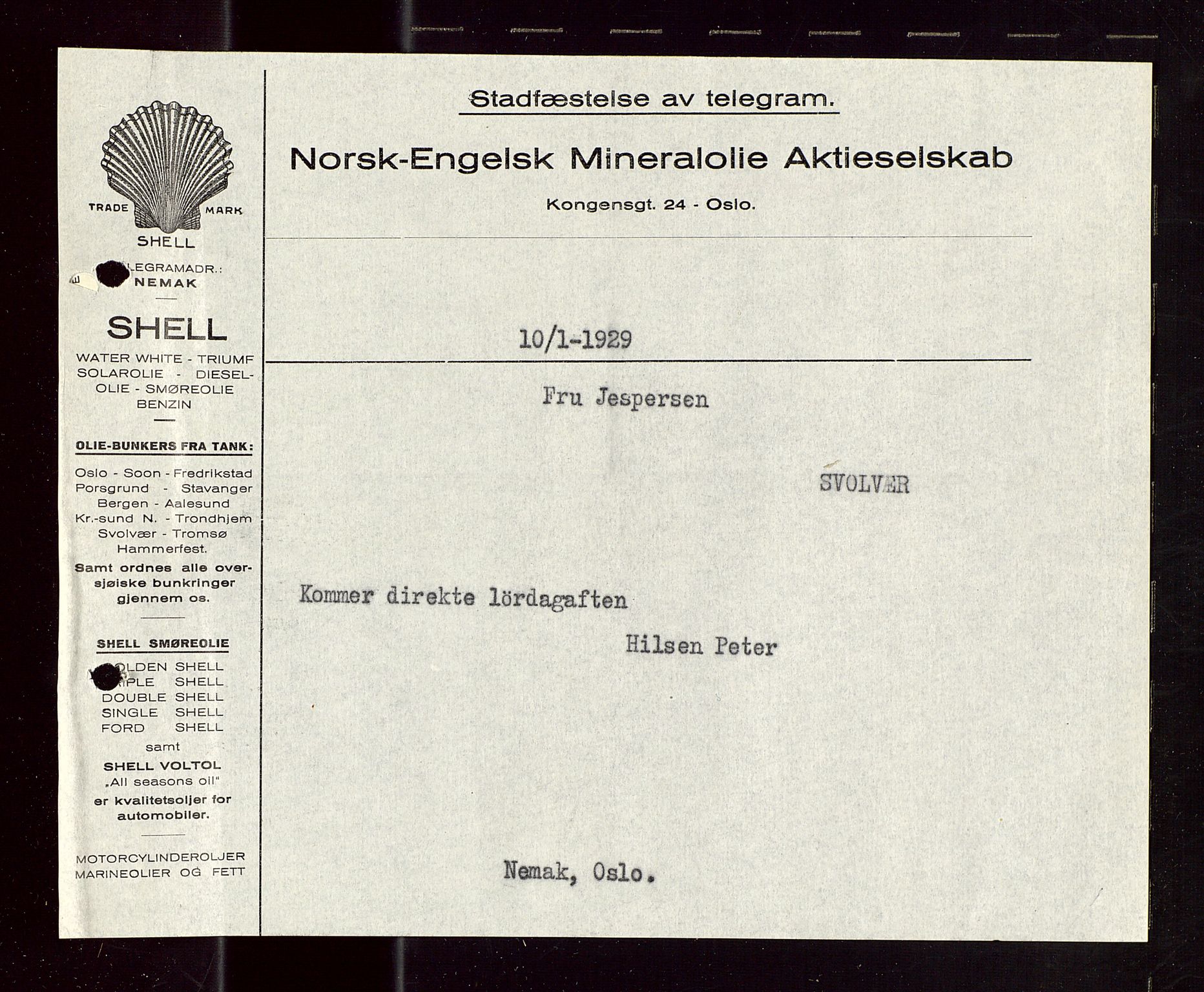 Pa 1521 - A/S Norske Shell, AV/SAST-A-101915/E/Ea/Eaa/L0018: Sjefskorrespondanse, 1929, s. 250