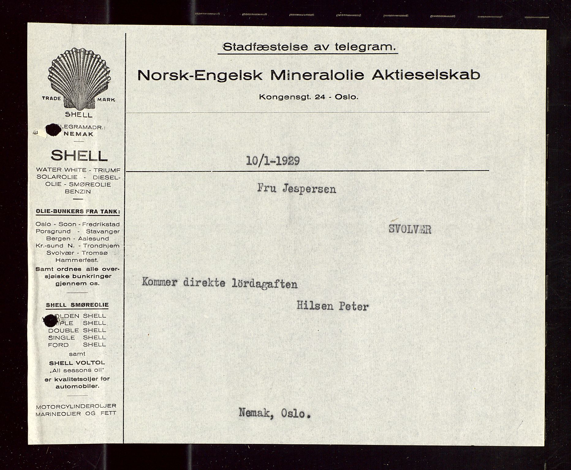 Pa 1521 - A/S Norske Shell, SAST/A-101915/E/Ea/Eaa/L0018: Sjefskorrespondanse, 1929, s. 250