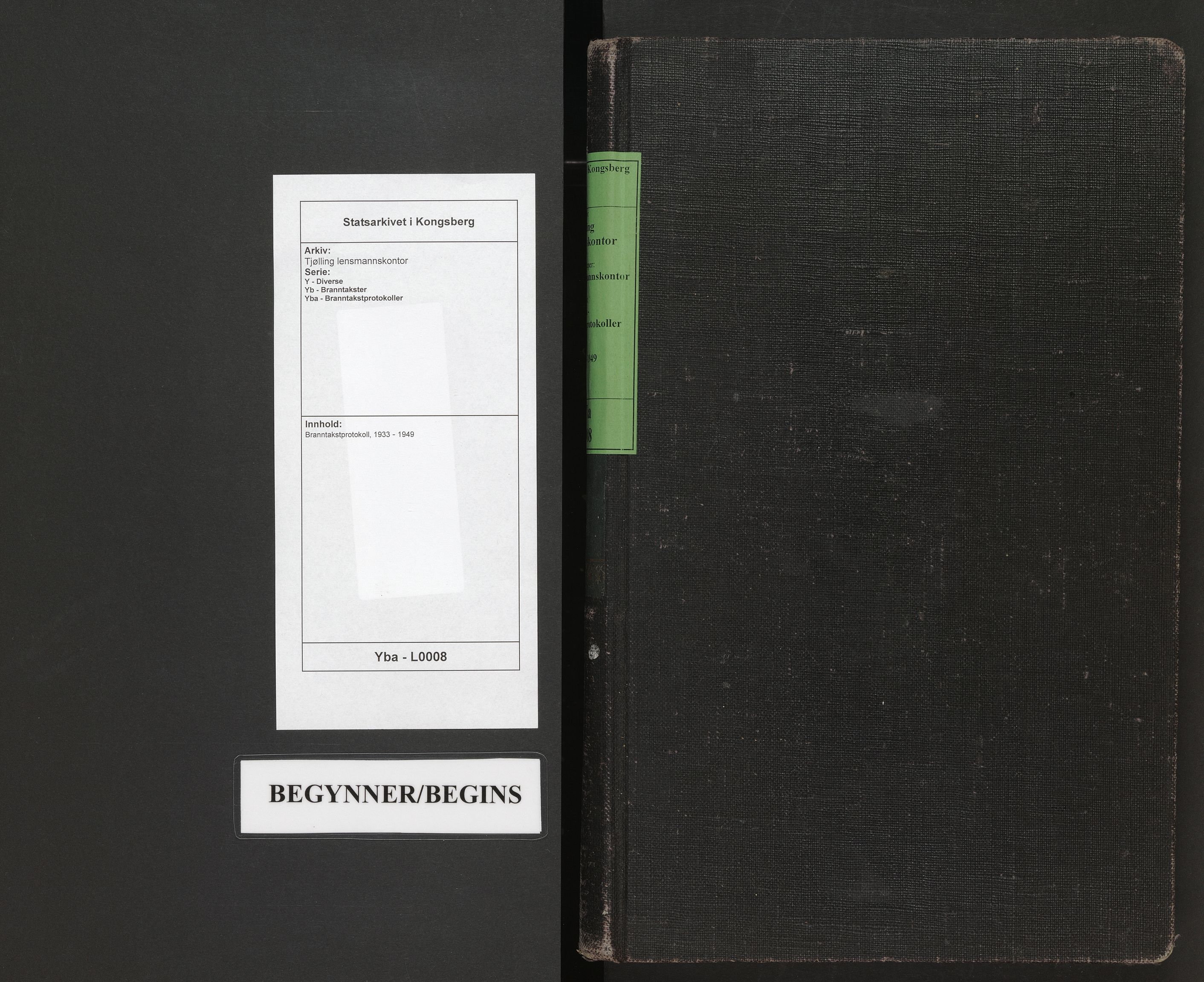 Tjølling lensmannskontor, AV/SAKO-A-16/Y/Yb/Yba/L0008: Branntakstprotokoll, 1933-1949