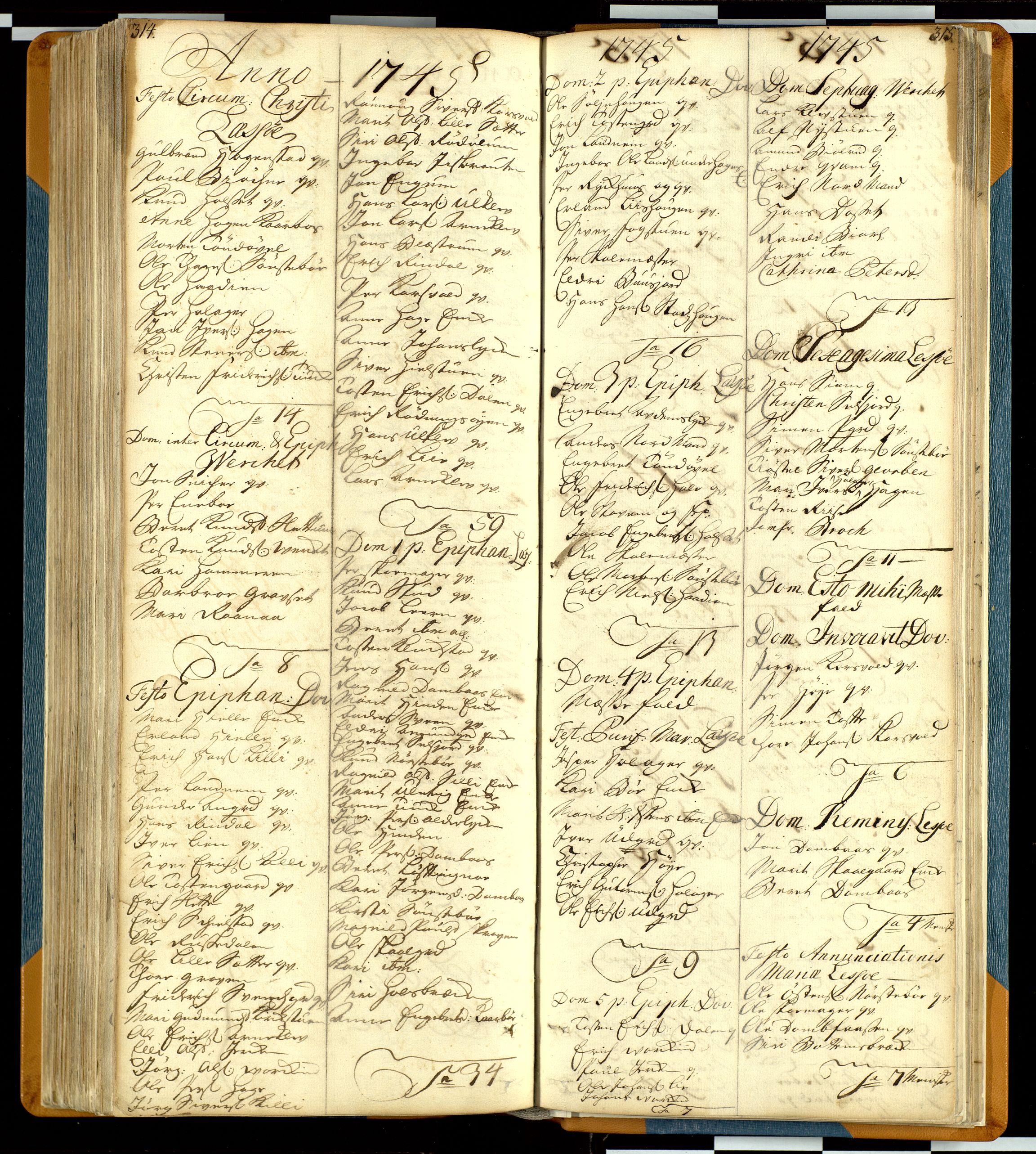 Lesja prestekontor, AV/SAH-PREST-068/H/Hb/L0001: Kommunikantprotokoll nr. 1, 1732-1748, s. 314-315