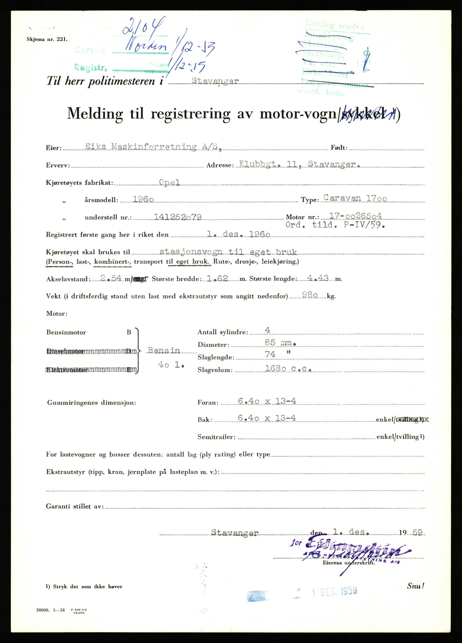 Stavanger trafikkstasjon, AV/SAST-A-101942/0/F/L0006: L-1700 - L-2149, 1930-1971, s. 1837