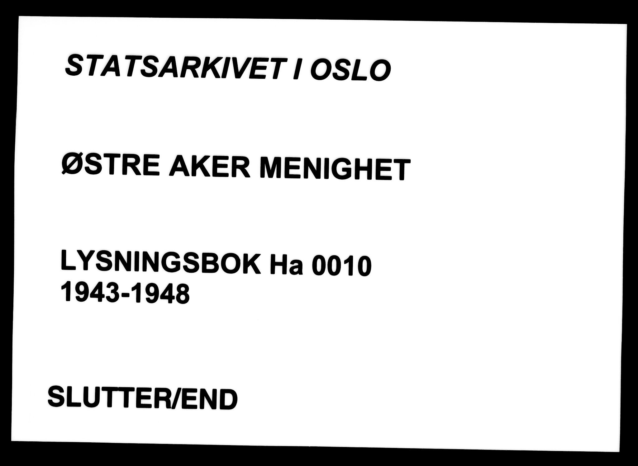 Østre Aker prestekontor Kirkebøker, SAO/A-10840/H/Ha/L0010: Lysningsprotokoll nr. I 10, 1943-1948