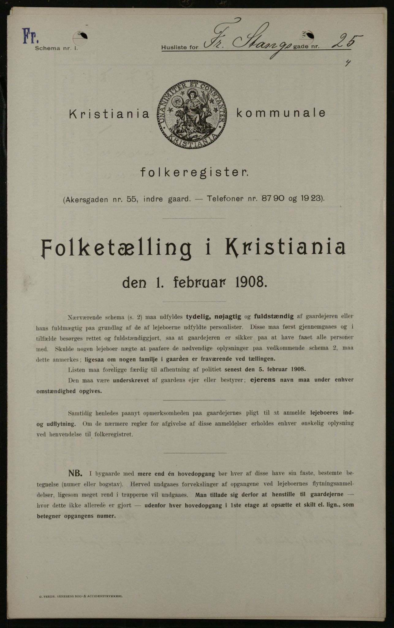 OBA, Kommunal folketelling 1.2.1908 for Kristiania kjøpstad, 1908, s. 24073