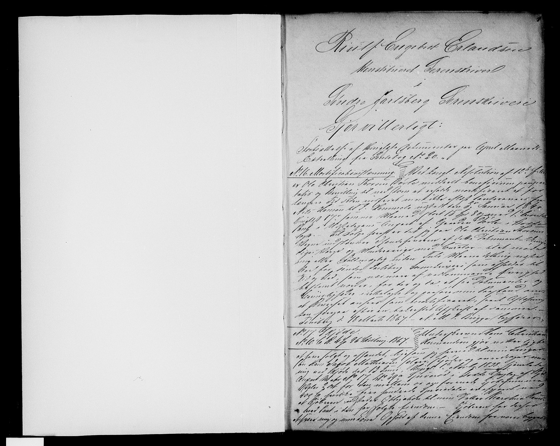 Søndre Jarlsberg sorenskriveri, AV/SAKO-A-129/G/Ga/Gaa/L0021: Pantebok nr. I 21, 1867-1870, s. 1