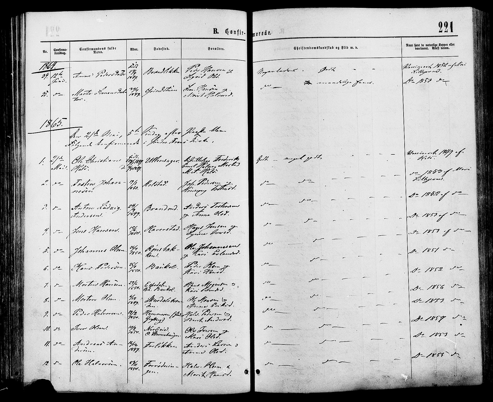 Sør-Fron prestekontor, SAH/PREST-010/H/Ha/Haa/L0002: Ministerialbok nr. 2, 1864-1880, s. 221