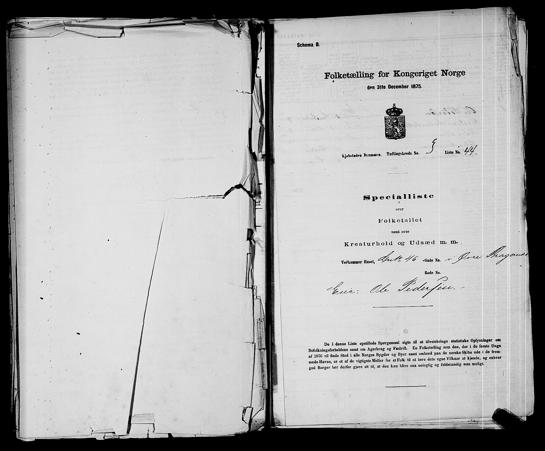 SAKO, Folketelling 1875 for 0602 Drammen kjøpstad, 1875, s. 277