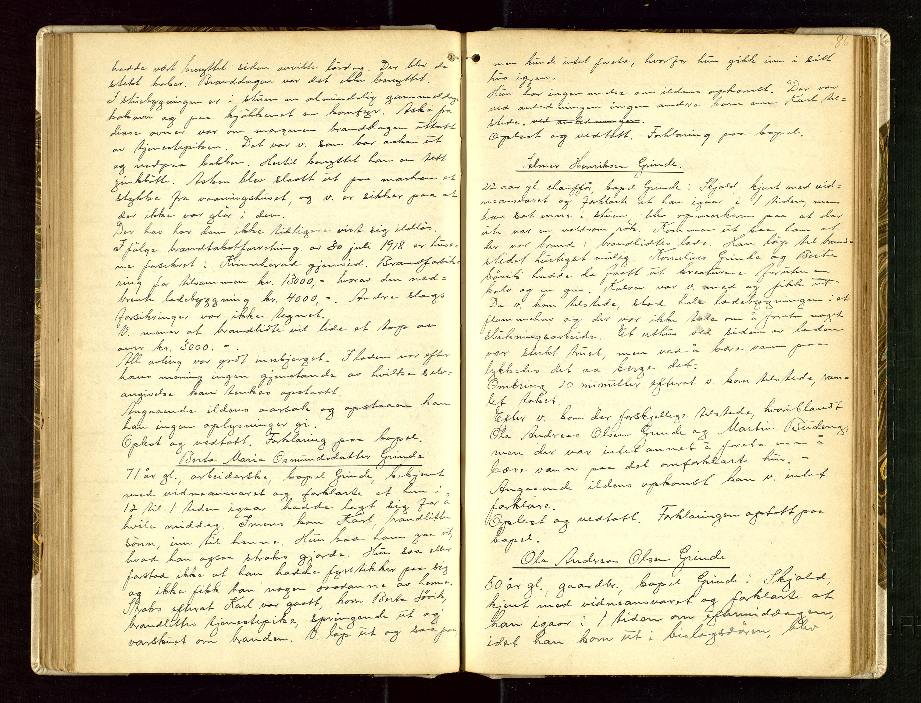 Skjold lensmannskontor, AV/SAST-A-100182/Goa/L0002: "Brandtaksasjons-Protokol for Skjolds Thinglag", 1890-1949, s. 85b-86a