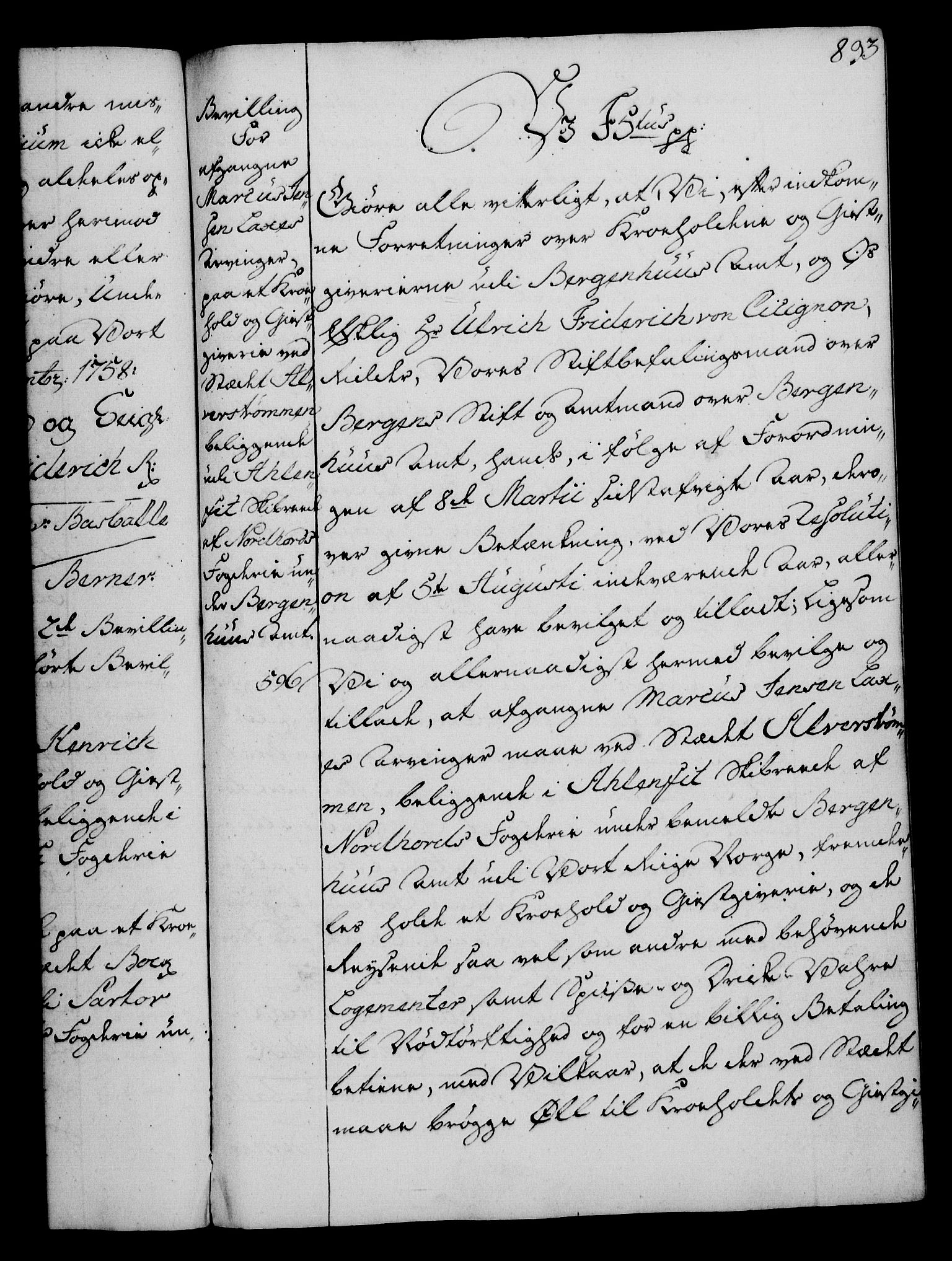 Rentekammeret, Kammerkanselliet, AV/RA-EA-3111/G/Gg/Gga/L0006: Norsk ekspedisjonsprotokoll med register (merket RK 53.6), 1749-1759, s. 893