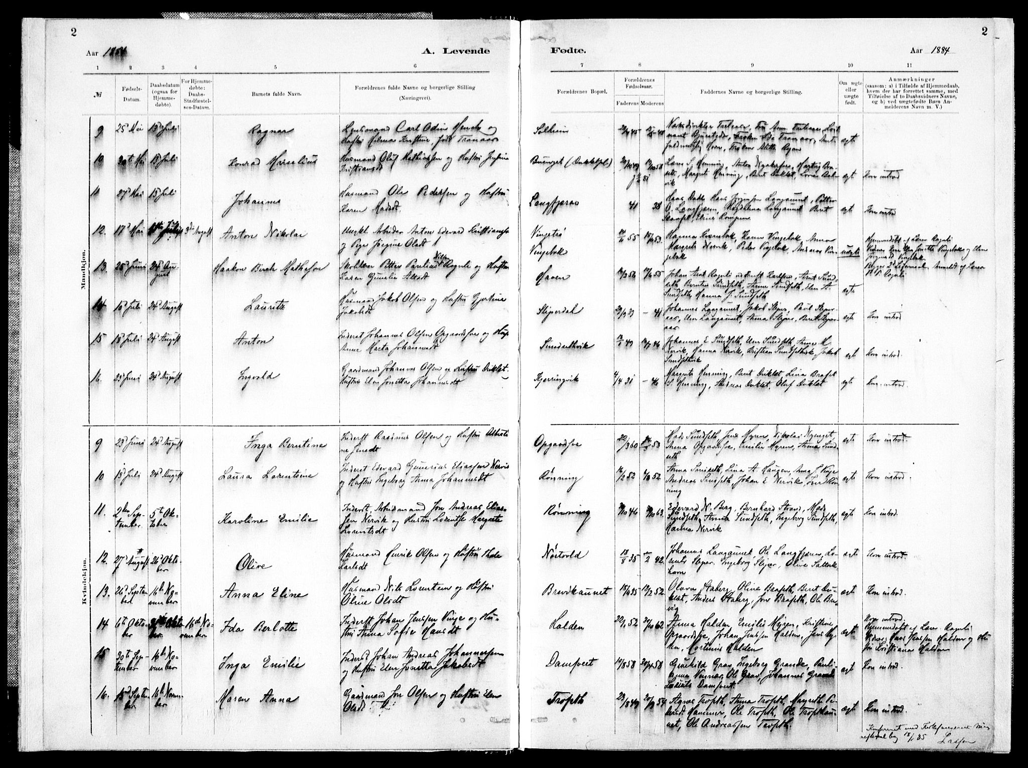 Ministerialprotokoller, klokkerbøker og fødselsregistre - Nord-Trøndelag, AV/SAT-A-1458/733/L0325: Ministerialbok nr. 733A04, 1884-1908, s. 2