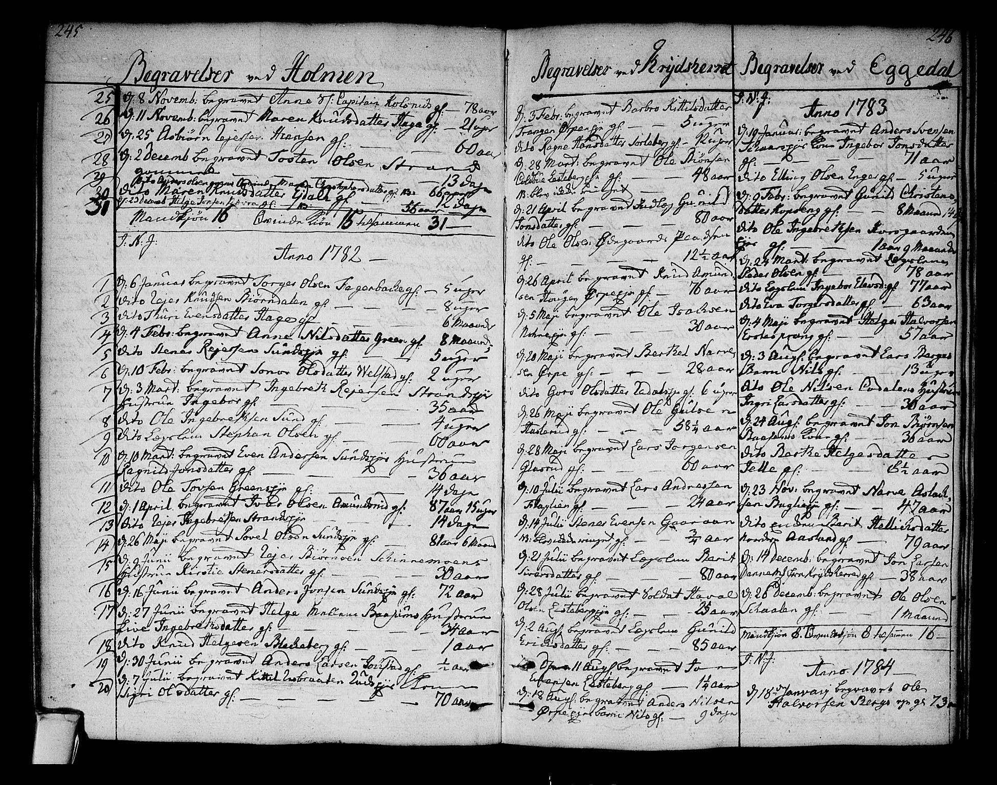 Sigdal kirkebøker, AV/SAKO-A-245/F/Fa/L0002: Ministerialbok nr. I 2, 1778-1792, s. 245-246