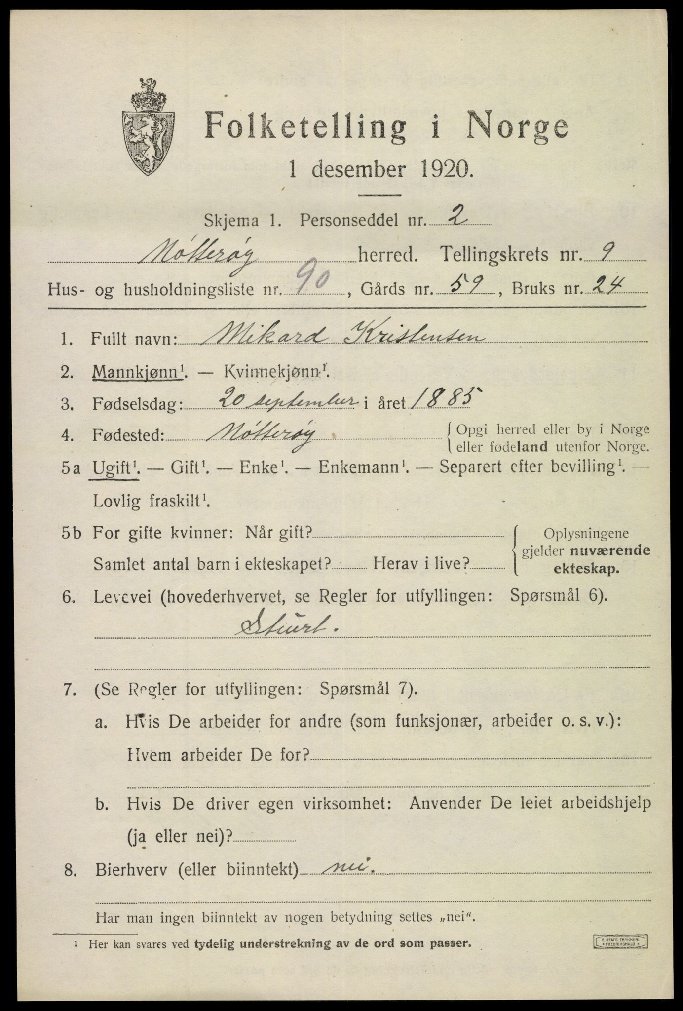 SAKO, Folketelling 1920 for 0722 Nøtterøy herred, 1920, s. 12303