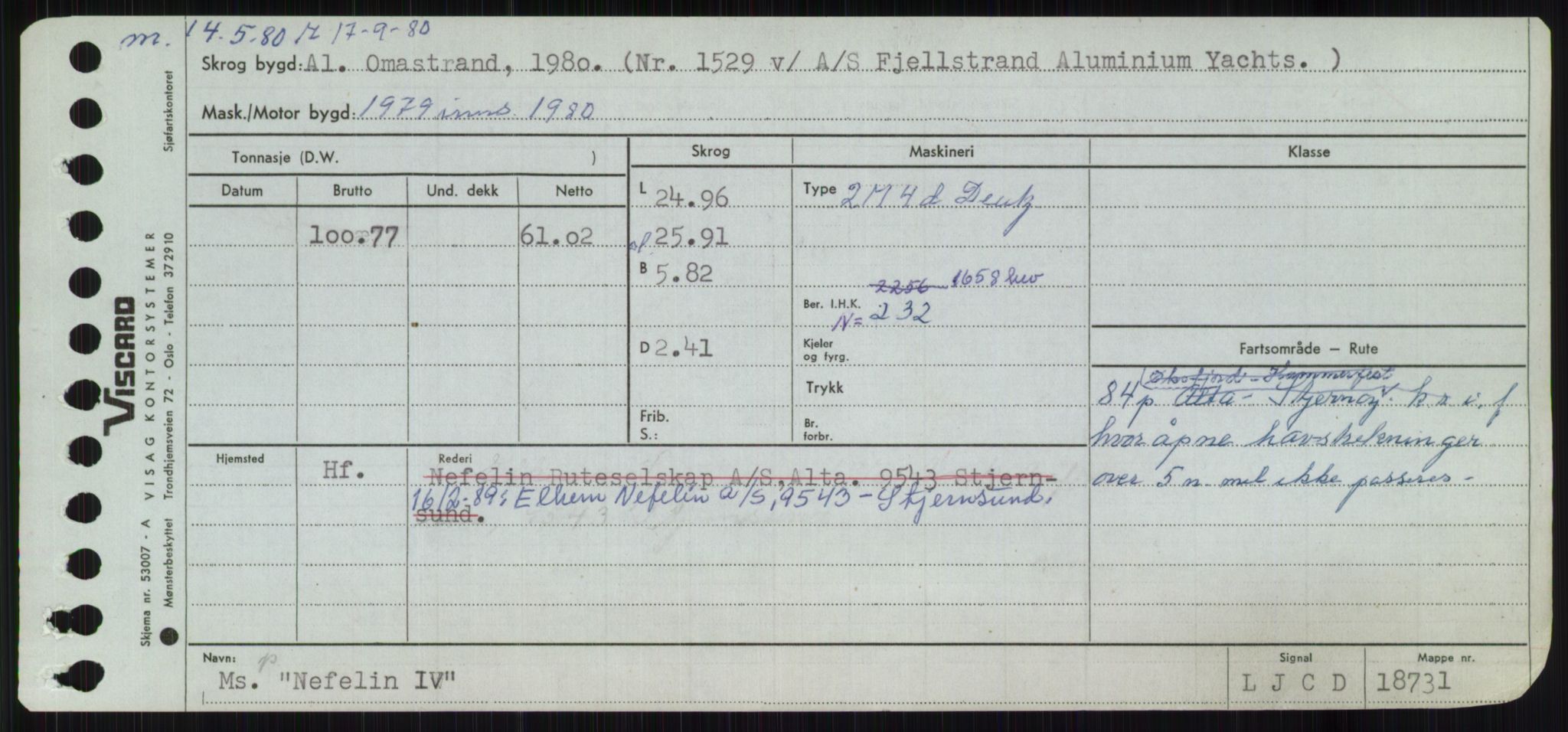 Sjøfartsdirektoratet med forløpere, Skipsmålingen, RA/S-1627/H/Ha/L0004/0001: Fartøy, Mas-R / Fartøy, Mas-Odd, s. 449