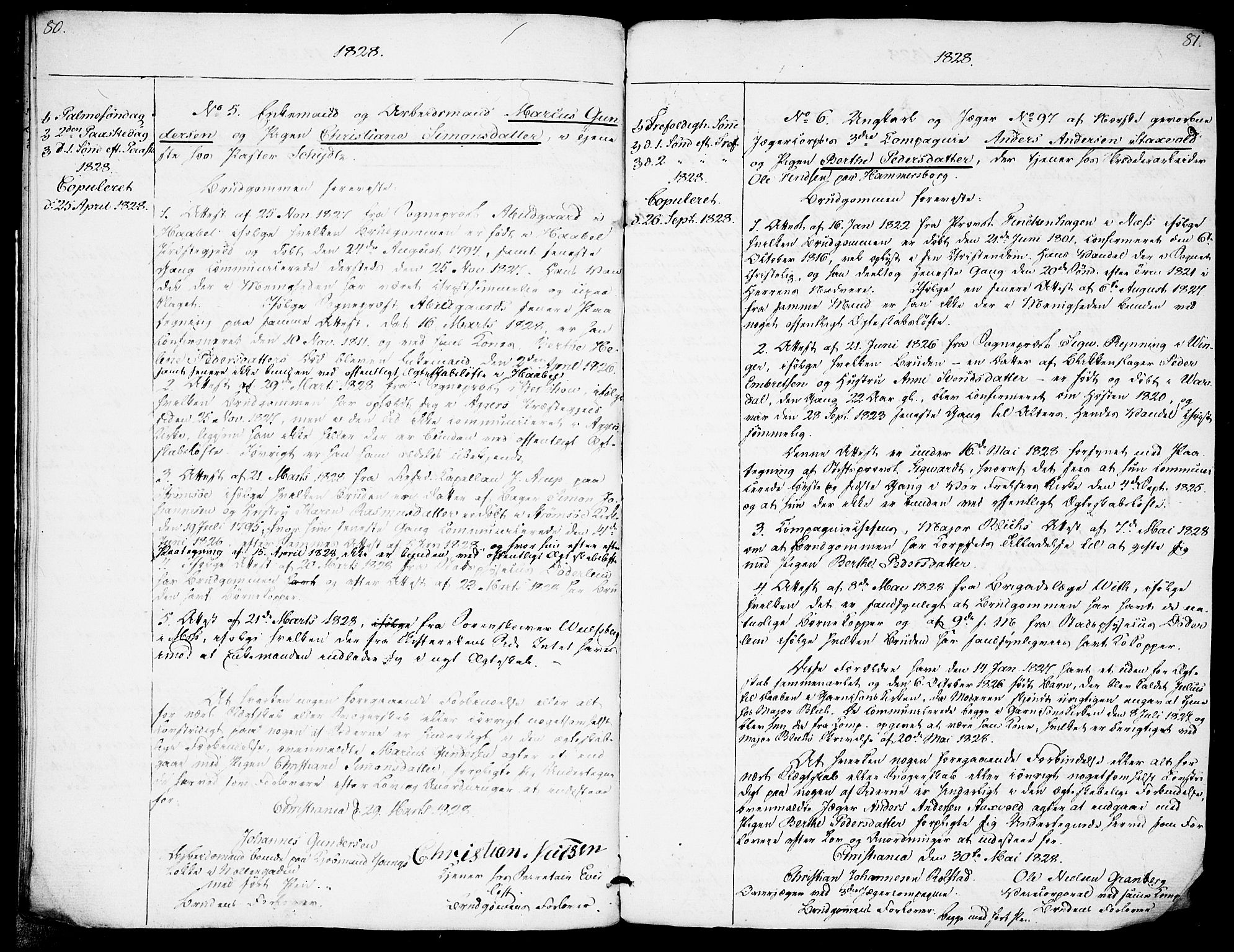 Garnisonsmenigheten Kirkebøker, AV/SAO-A-10846/H/Ha/L0001: Lysningsprotokoll nr. I 1, 1823-1828, s. 80-81