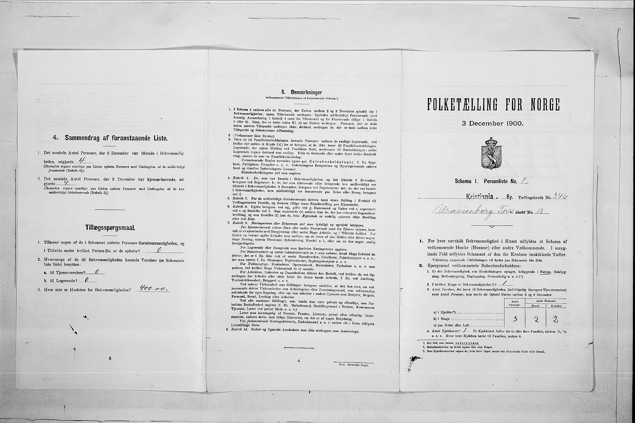 SAO, Folketelling 1900 for 0301 Kristiania kjøpstad, 1900, s. 108068