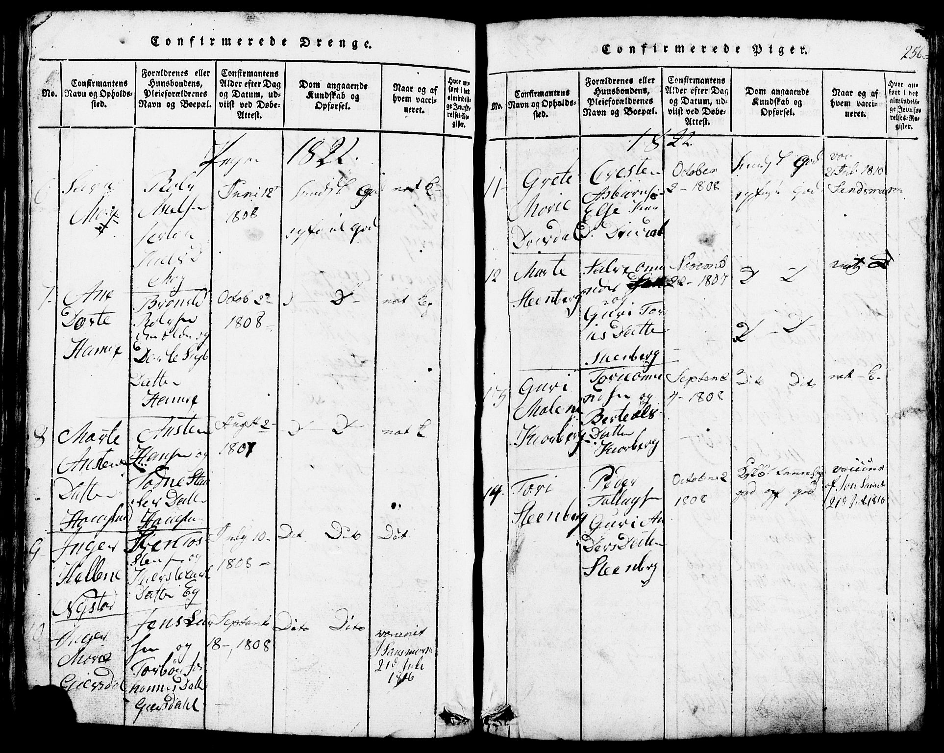 Lund sokneprestkontor, AV/SAST-A-101809/S07/L0002: Klokkerbok nr. B 2, 1816-1832, s. 256