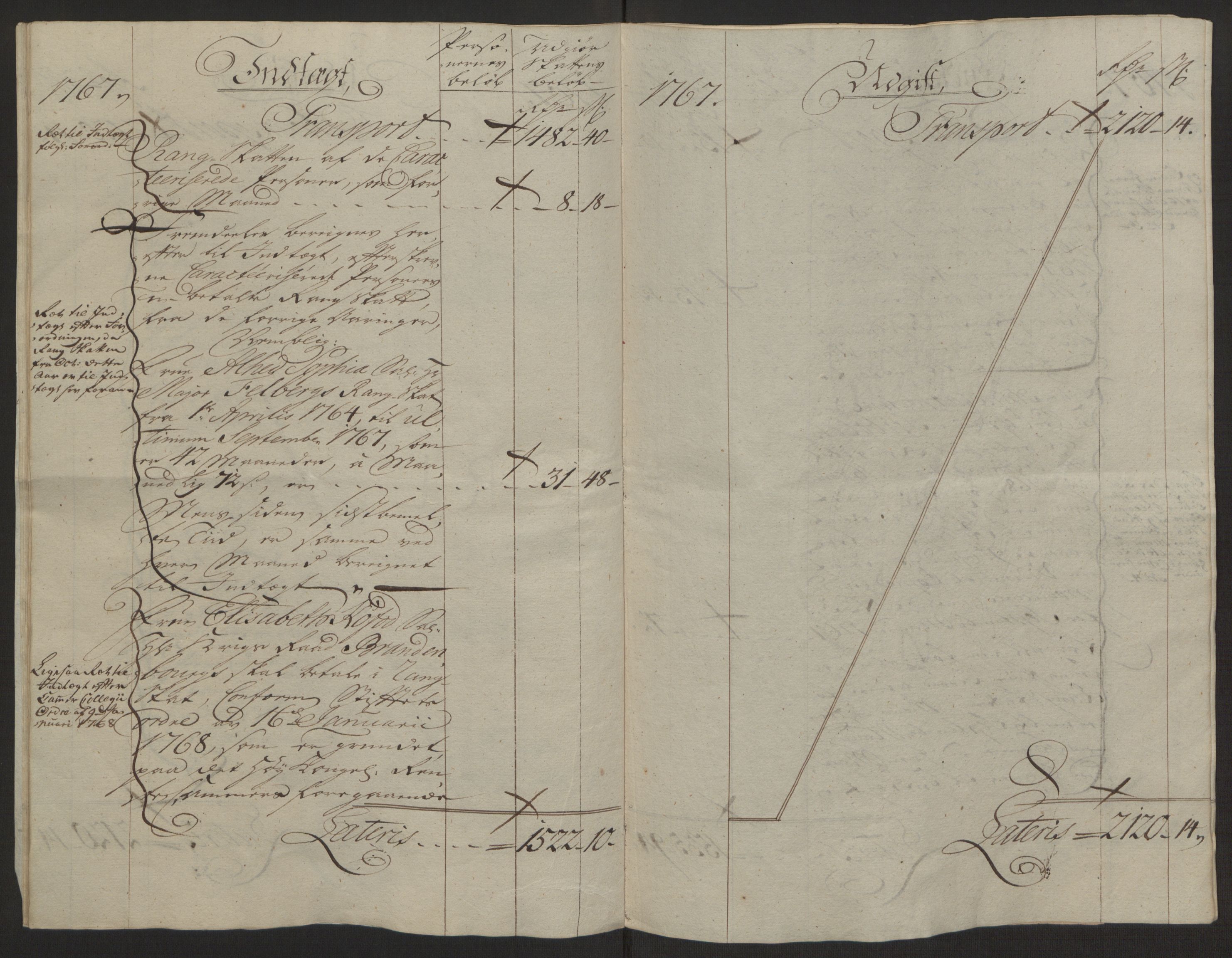 Rentekammeret inntil 1814, Reviderte regnskaper, Byregnskaper, AV/RA-EA-4066/R/Rg/L0144/0001: [G4] Kontribusjonsregnskap / Ekstraskatt, 1762-1767, s. 482