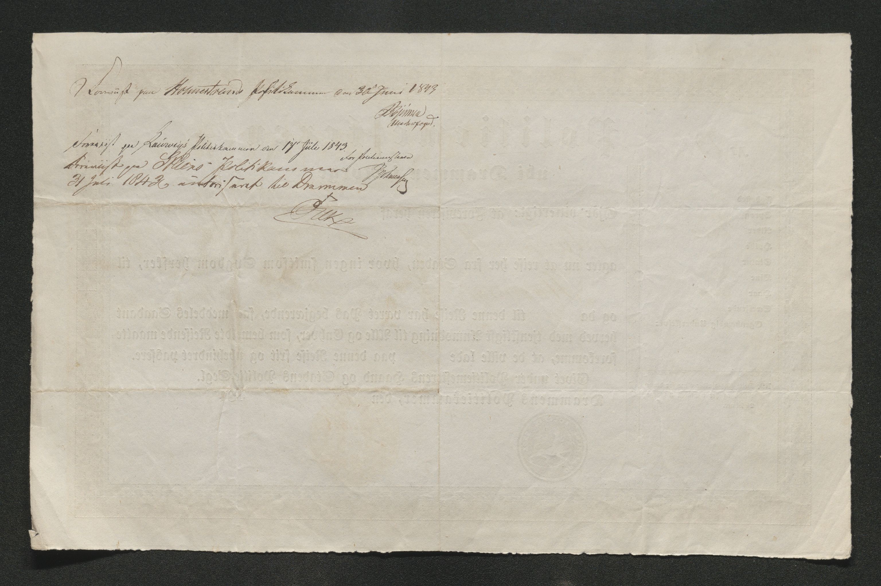 Drammen politikammer, SAKO/A-623/I/Ia/Iab/L0007: Innleverte pass, 1843-1844, s. 230