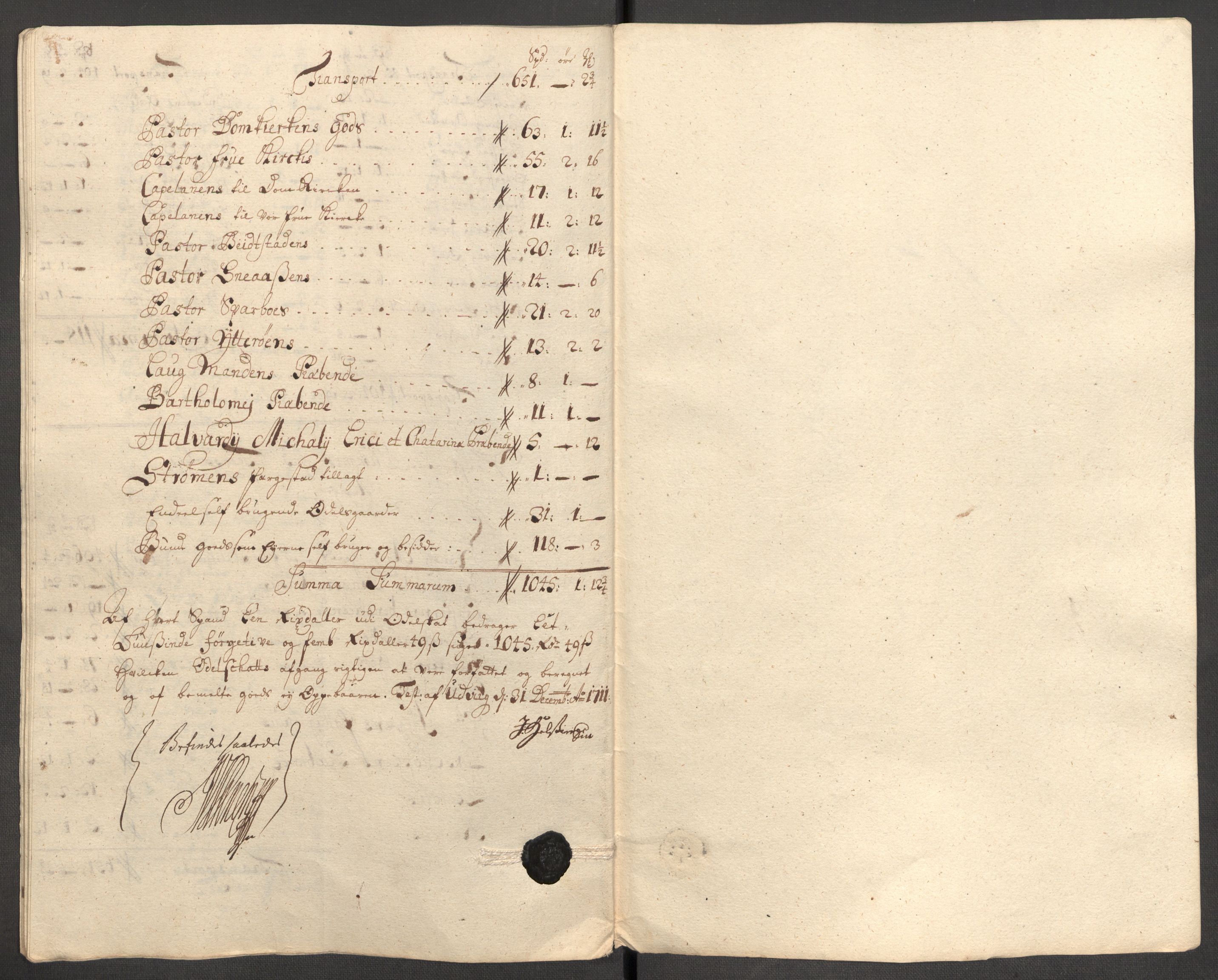 Rentekammeret inntil 1814, Reviderte regnskaper, Fogderegnskap, RA/EA-4092/R63/L4319: Fogderegnskap Inderøy, 1711, s. 419