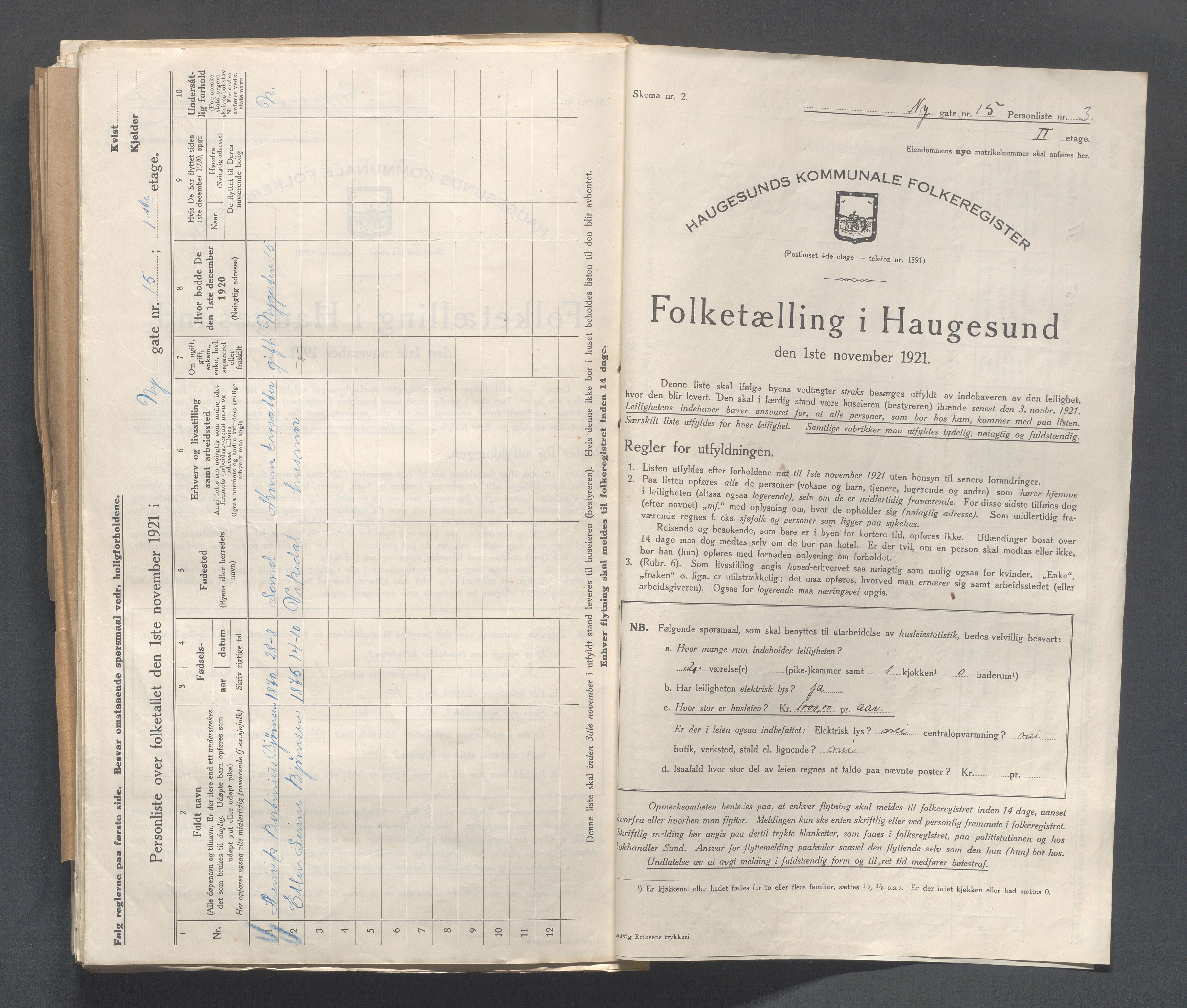 IKAR, Kommunal folketelling 1.11.1921 for Haugesund, 1921, s. 3198