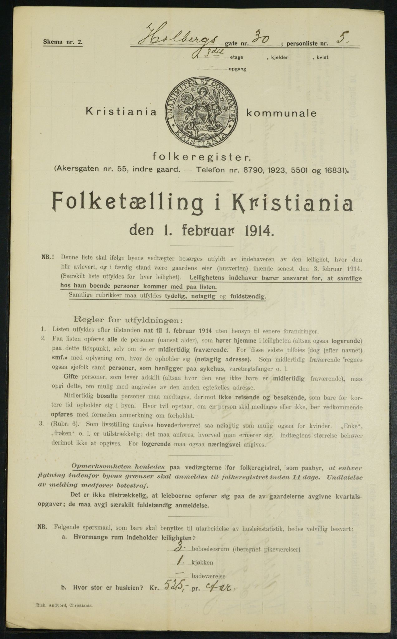 OBA, Kommunal folketelling 1.2.1914 for Kristiania, 1914, s. 40574