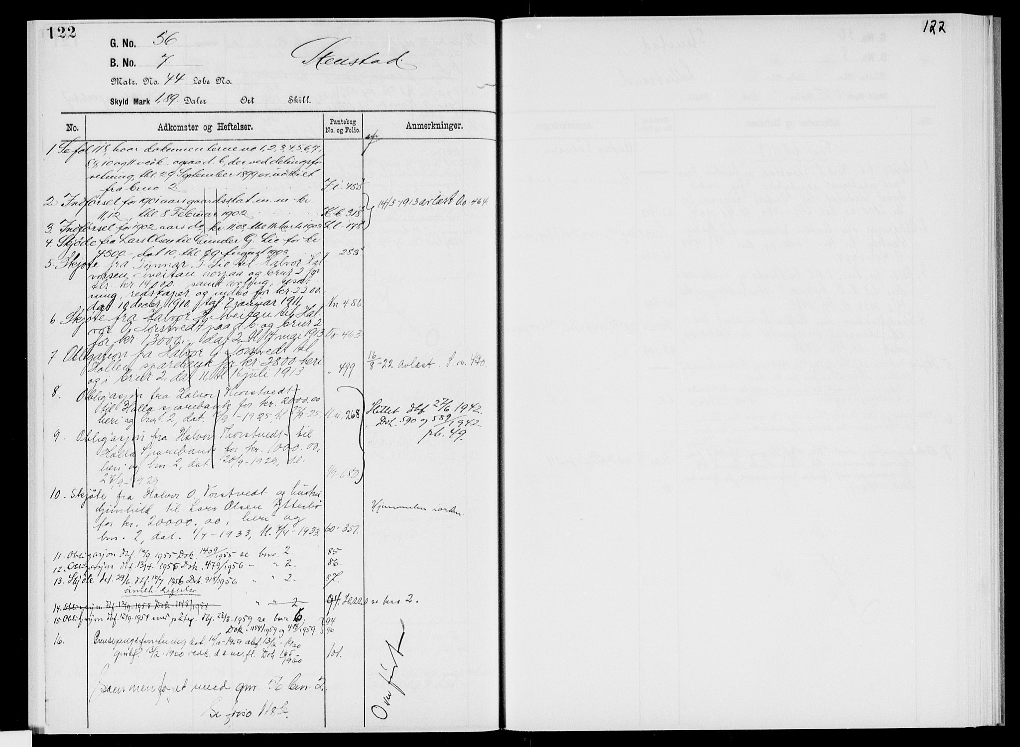 Nedre Telemark sorenskriveri, AV/SAKO-A-135/G/Gb/Gbg/L0003: Panteregister nr. VII 3, s. 122