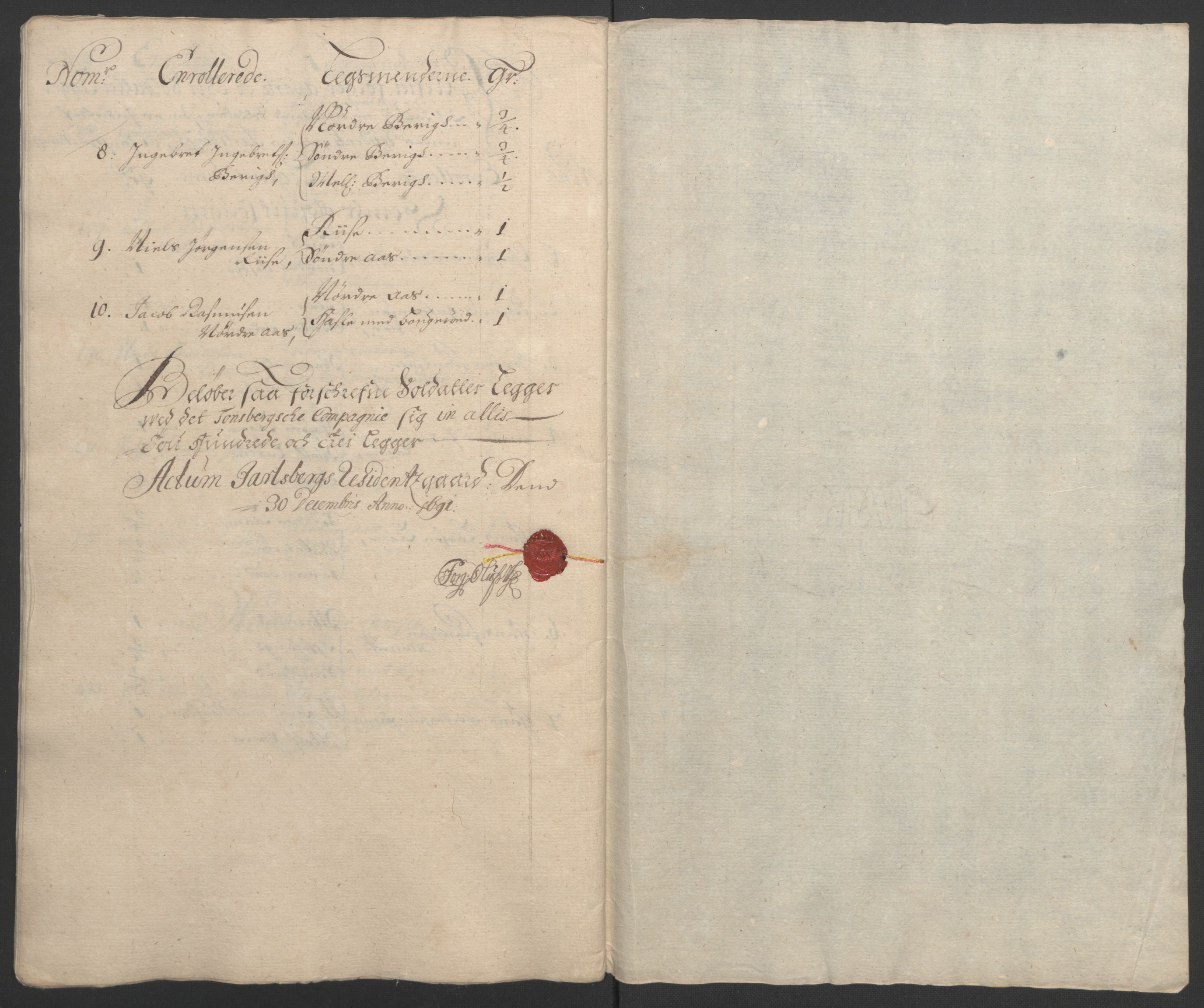 Rentekammeret inntil 1814, Reviderte regnskaper, Fogderegnskap, RA/EA-4092/R32/L1864: Fogderegnskap Jarlsberg grevskap, 1691, s. 92