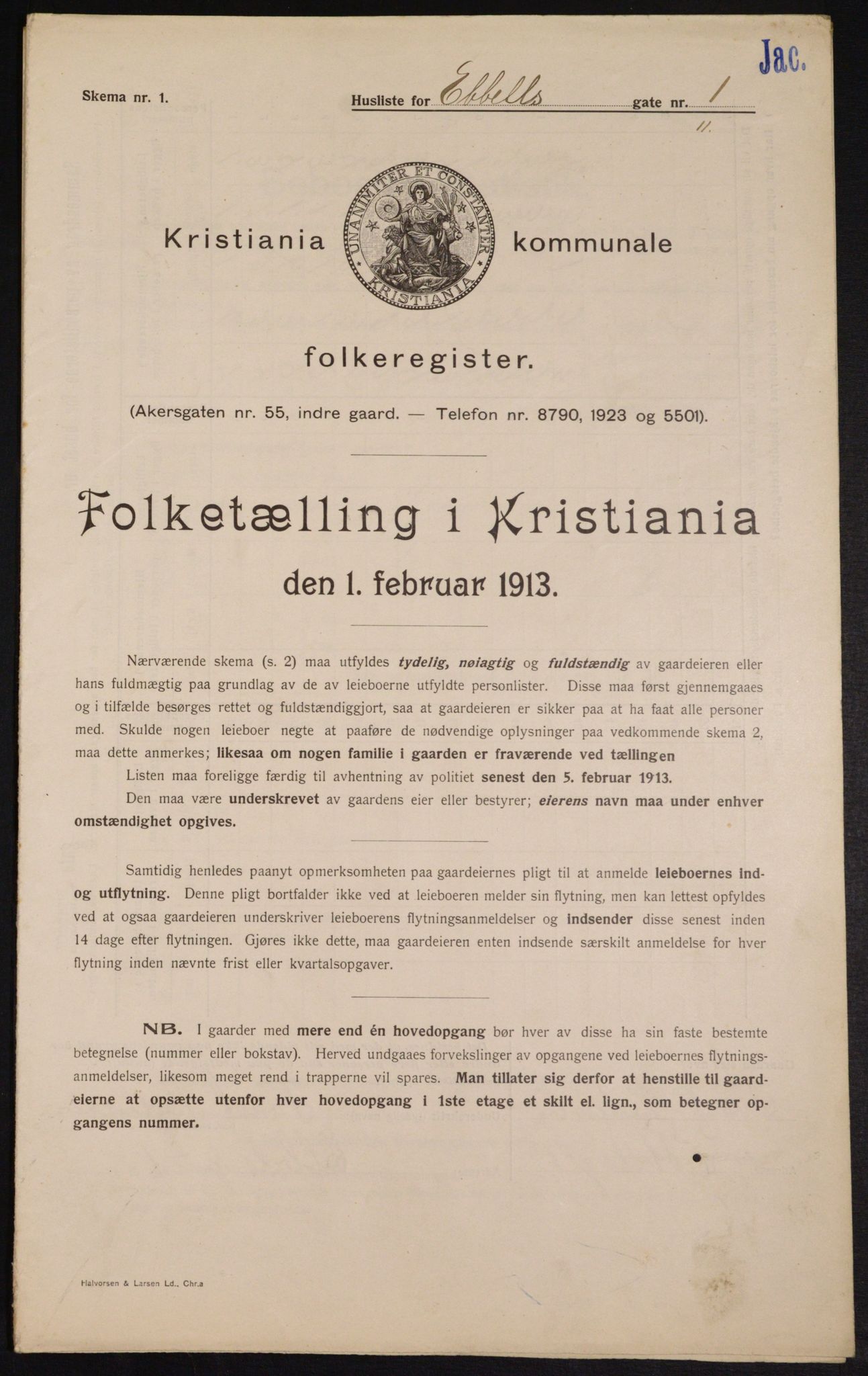 OBA, Kommunal folketelling 1.2.1913 for Kristiania, 1913, s. 18101