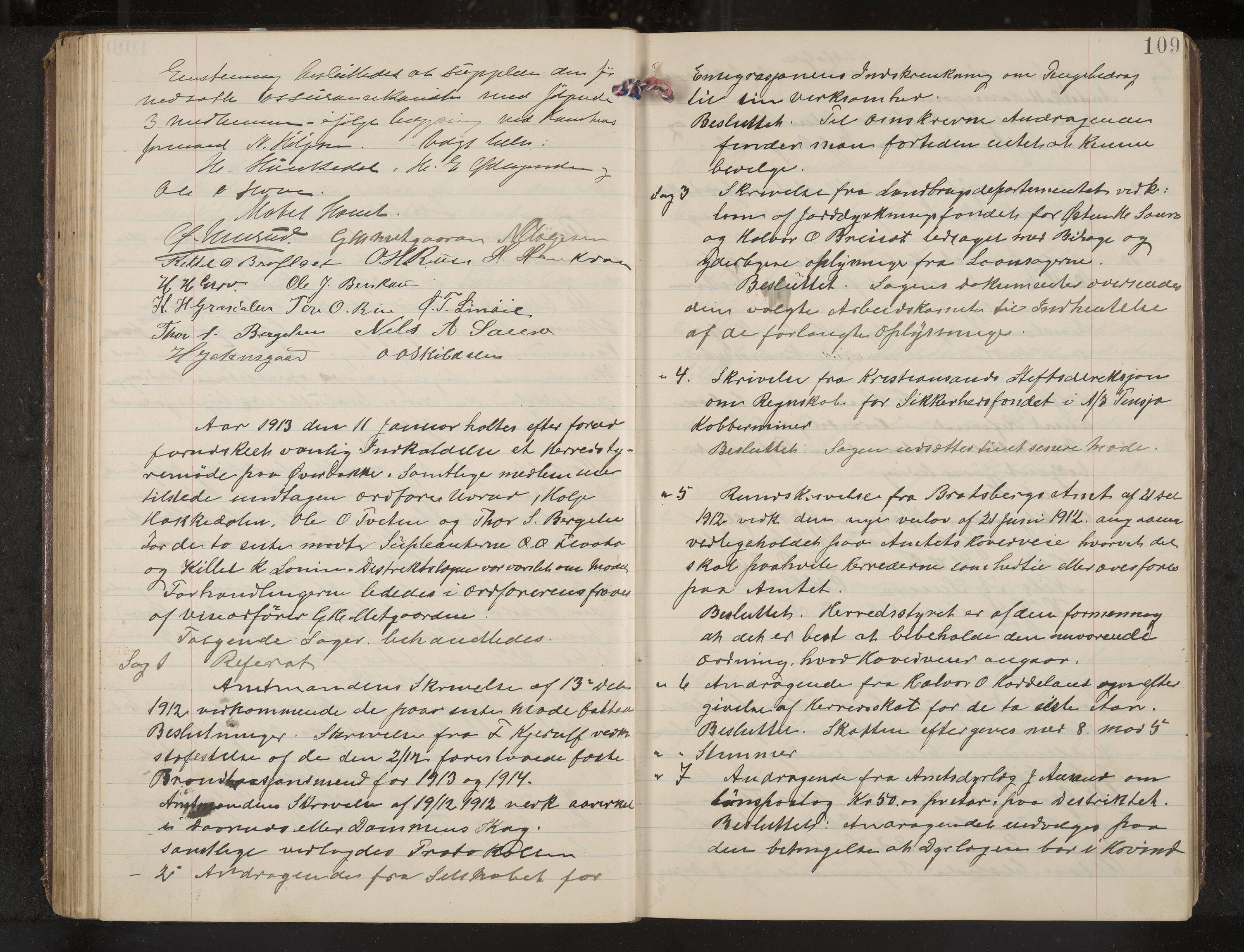 Hovin formannskap og sentraladministrasjon, IKAK/0825021/A/L0002: Møtebok, 1908-1920, s. 109