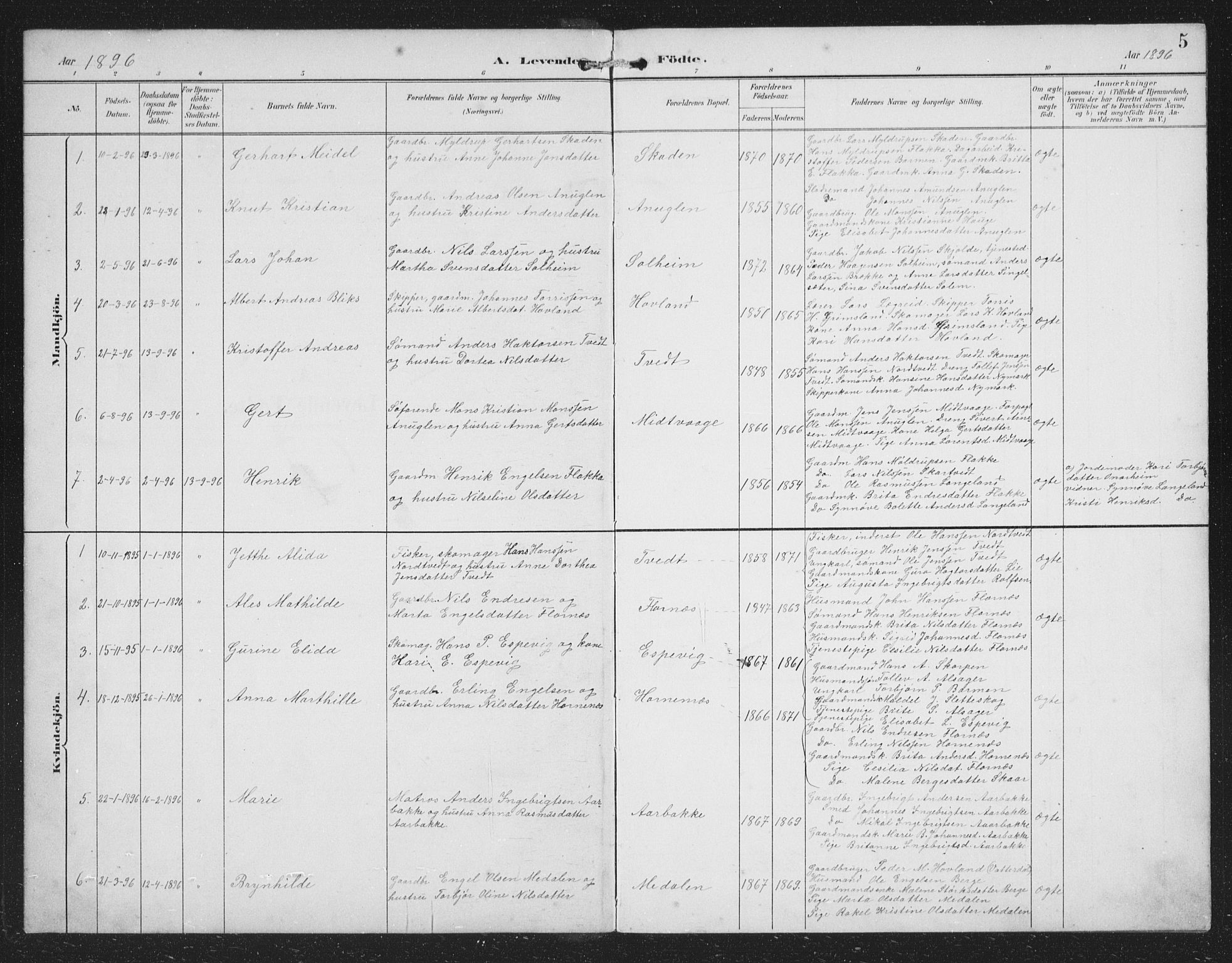 Tysnes sokneprestembete, AV/SAB-A-78601/H/Hab: Klokkerbok nr. C 2, 1896-1907, s. 5