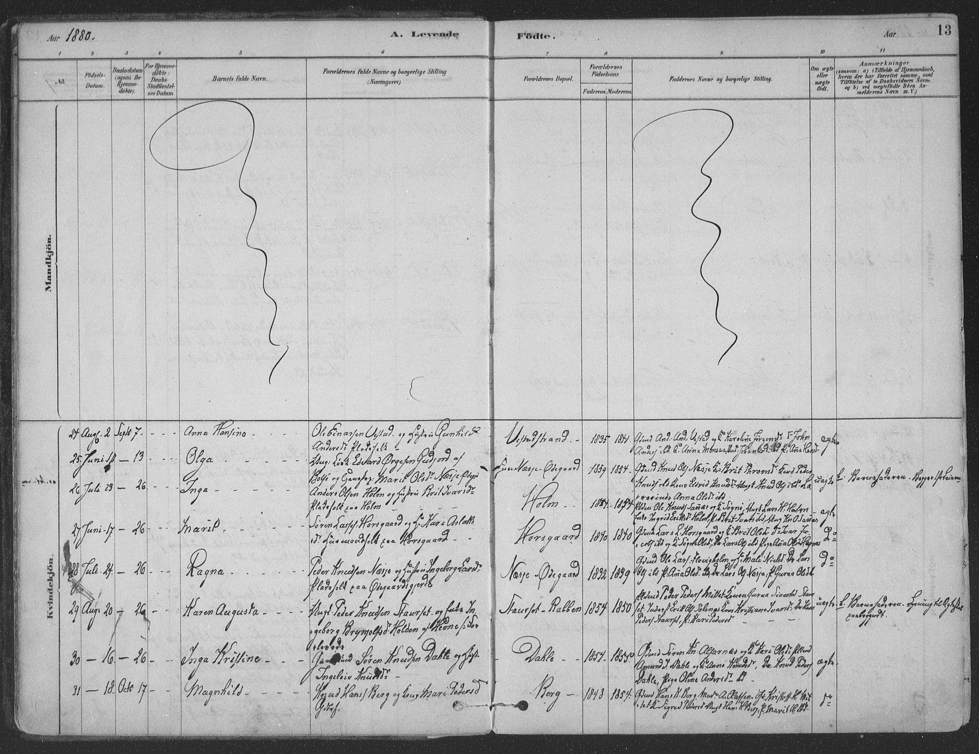 Ministerialprotokoller, klokkerbøker og fødselsregistre - Møre og Romsdal, AV/SAT-A-1454/547/L0604: Ministerialbok nr. 547A06, 1878-1906, s. 13