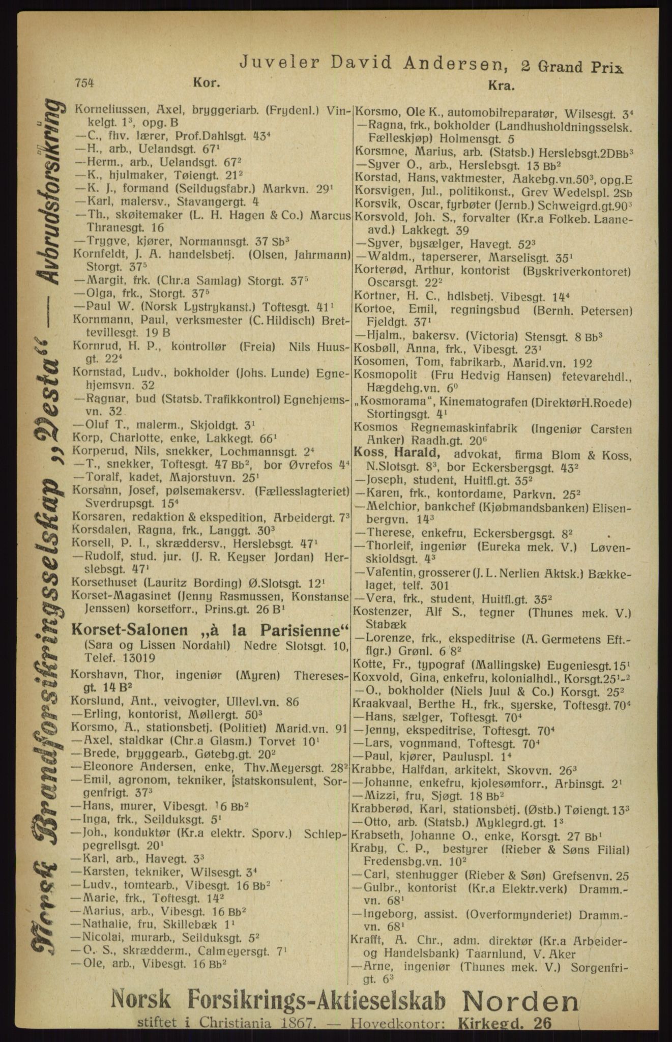 Kristiania/Oslo adressebok, PUBL/-, 1916, s. 754
