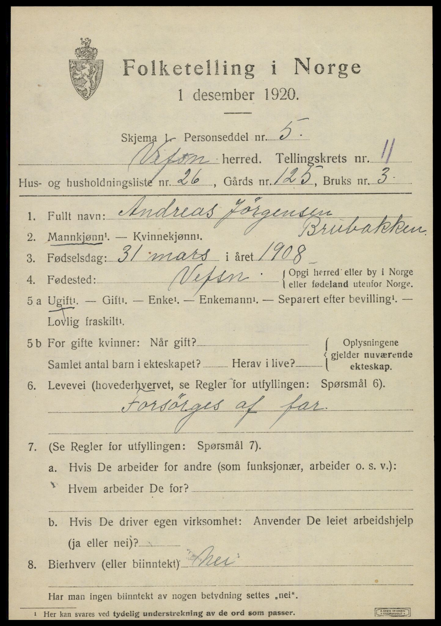 SAT, Folketelling 1920 for 1824 Vefsn herred, 1920, s. 8711