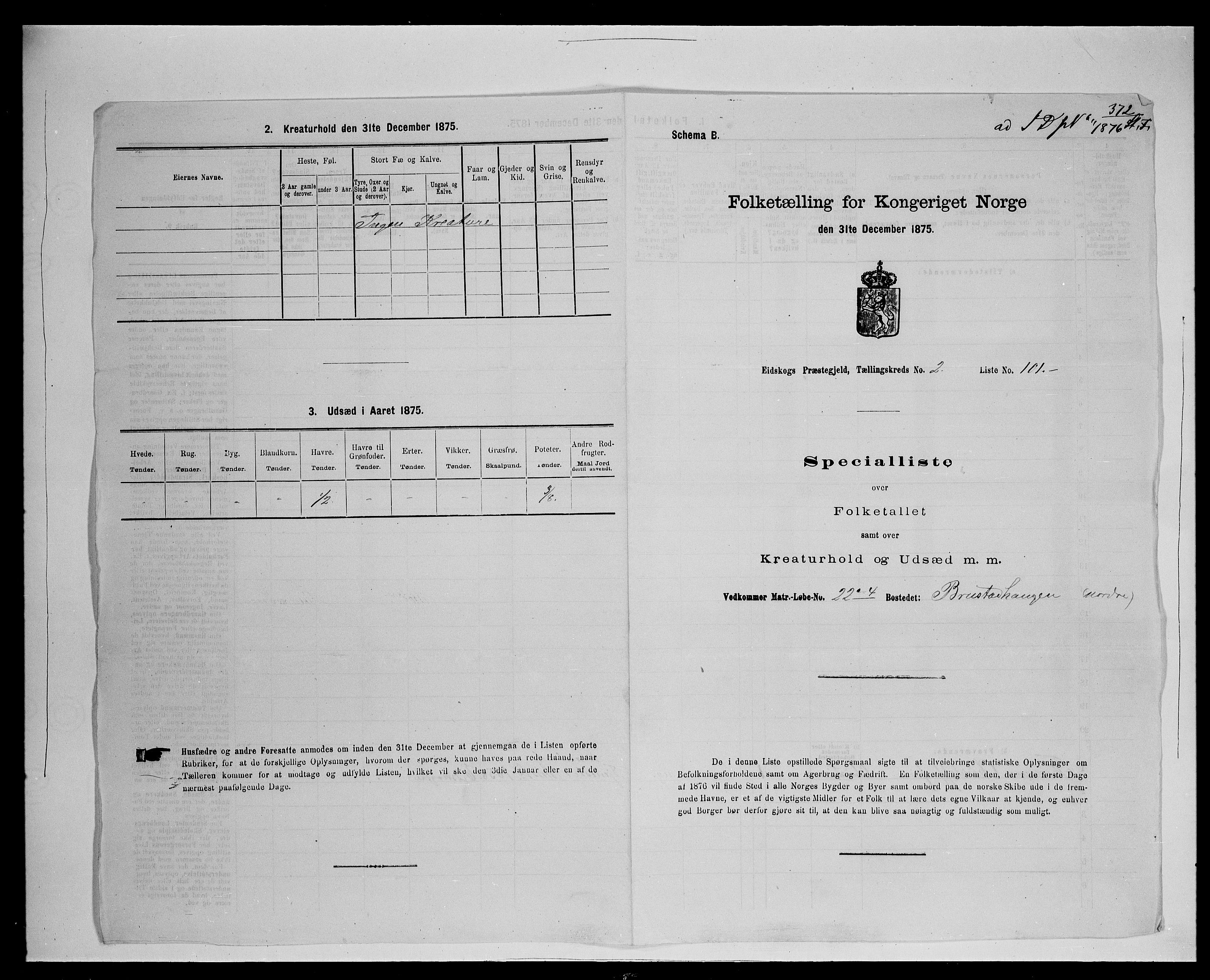 SAH, Folketelling 1875 for 0420P Eidskog prestegjeld, 1875, s. 464