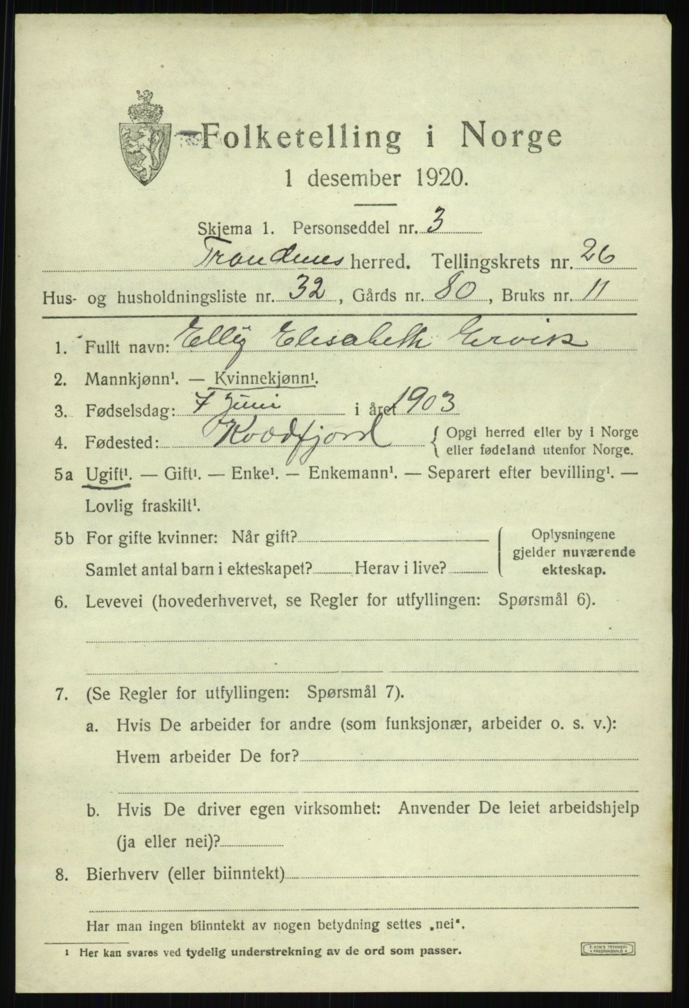 SATØ, Folketelling 1920 for 1914 Trondenes herred, 1920, s. 19196