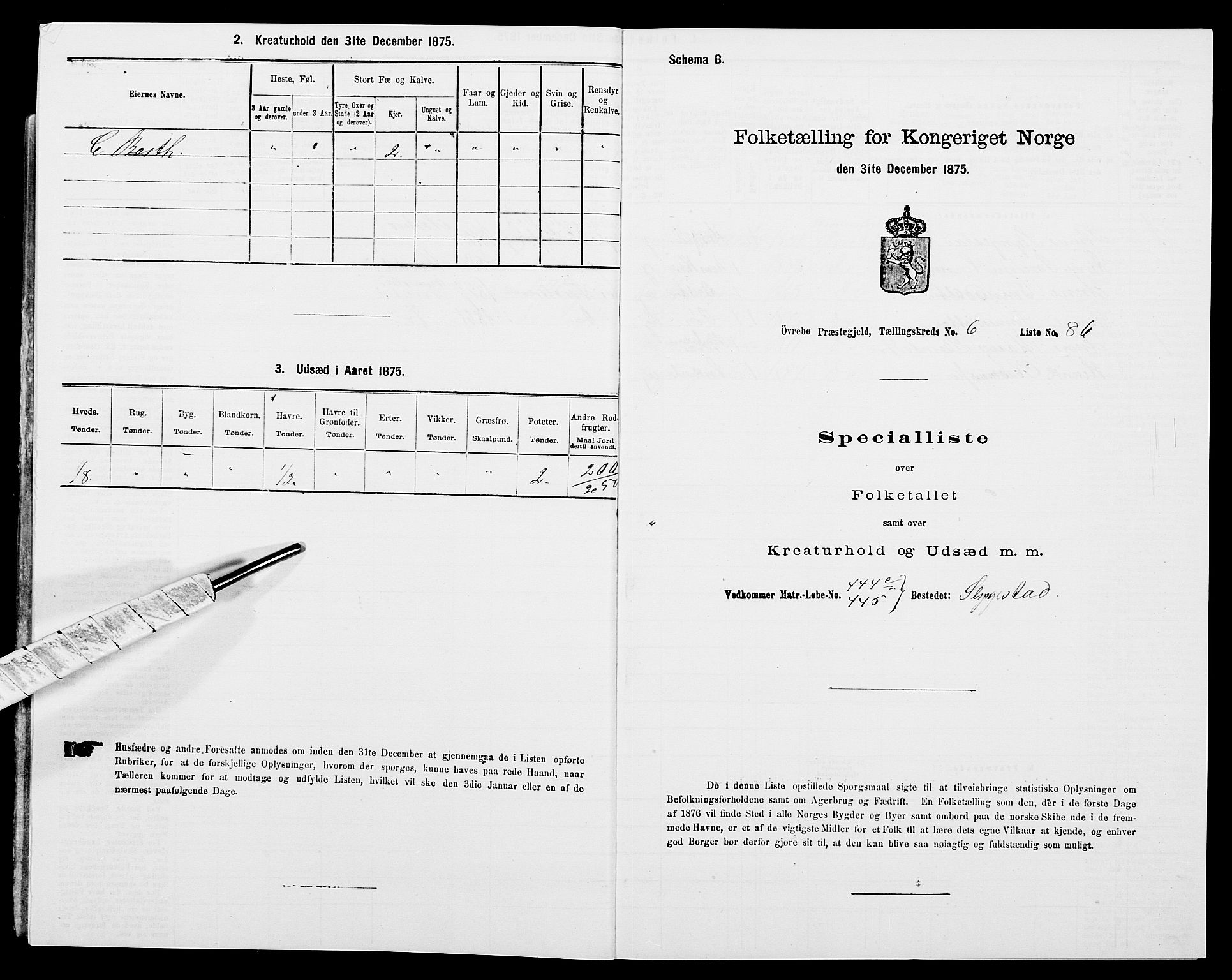 SAK, Folketelling 1875 for 1016P Øvrebø prestegjeld, 1875, s. 674