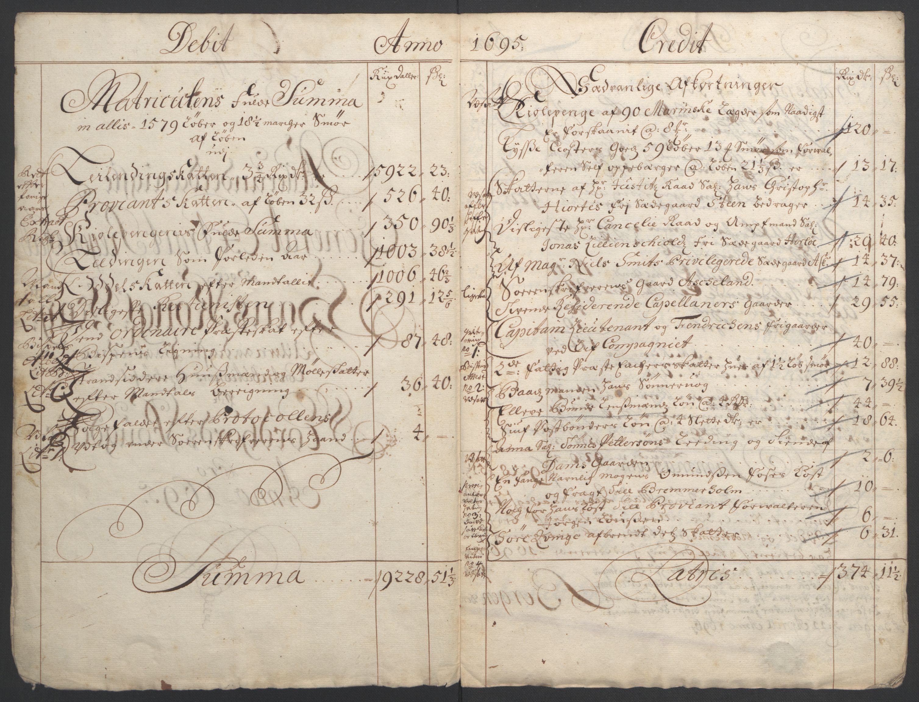 Rentekammeret inntil 1814, Reviderte regnskaper, Fogderegnskap, AV/RA-EA-4092/R51/L3183: Fogderegnskap Nordhordland og Voss, 1695-1697, s. 6