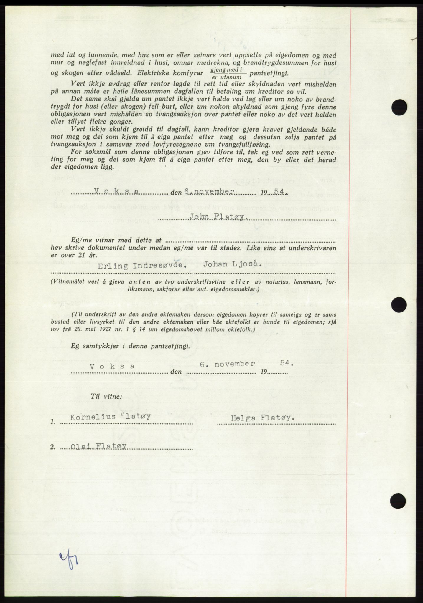 Søre Sunnmøre sorenskriveri, AV/SAT-A-4122/1/2/2C/L0126: Pantebok nr. 14B, 1954-1955, Dagboknr: 2961/1954