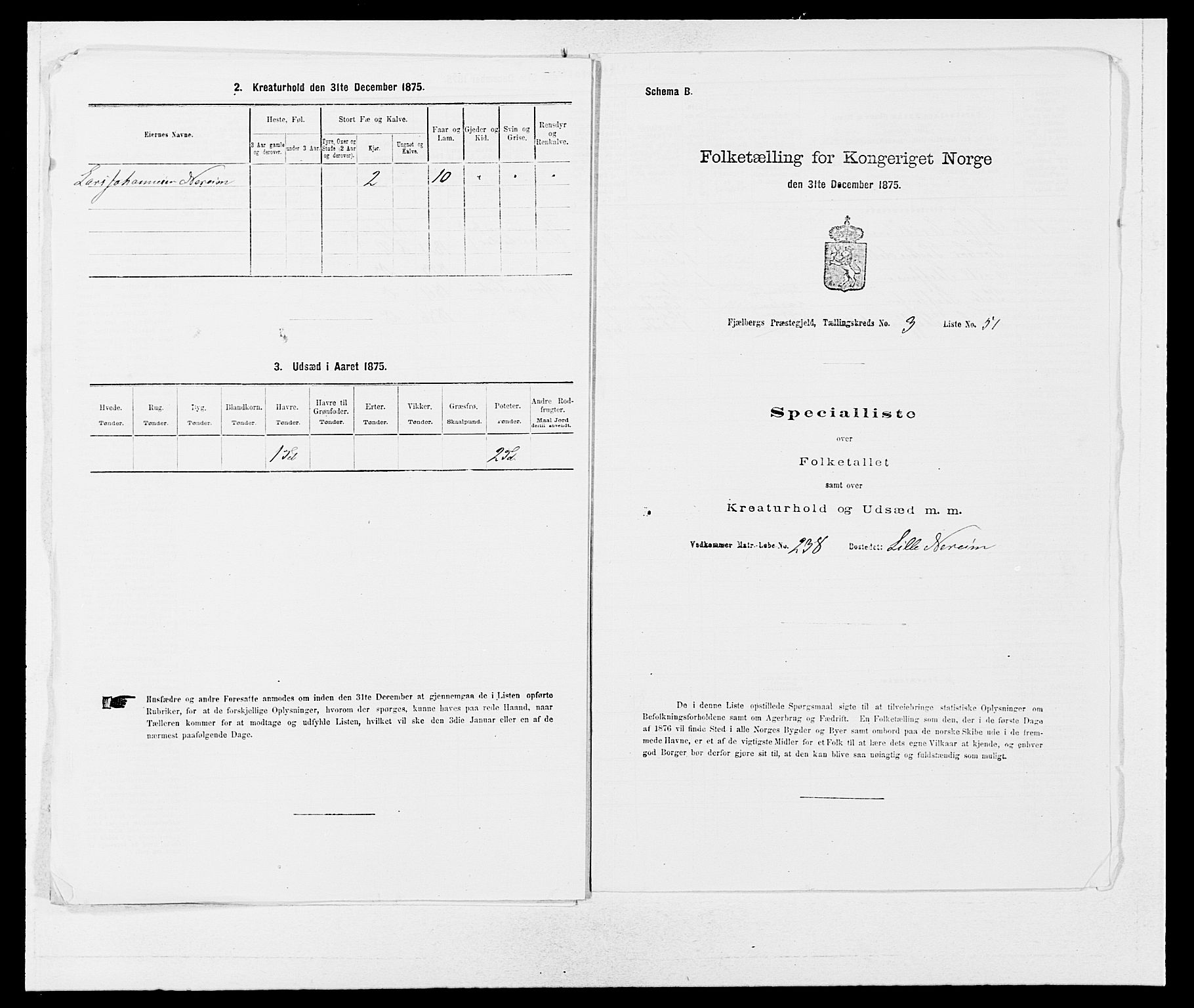 SAB, Folketelling 1875 for 1213P Fjelberg prestegjeld, 1875, s. 357