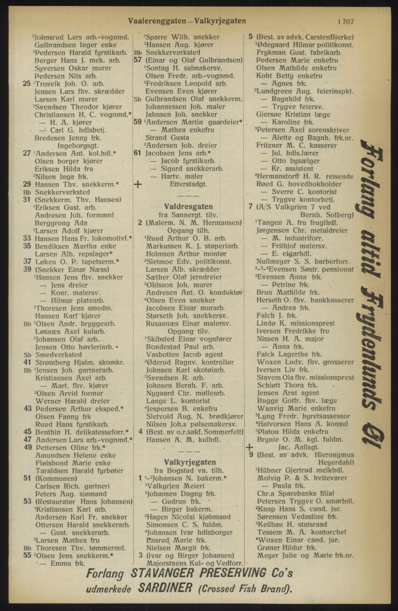 Kristiania/Oslo adressebok, PUBL/-, 1914, s. 1707