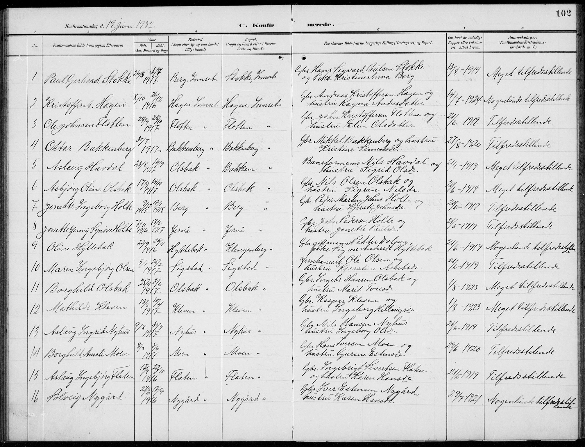 Kvikne prestekontor, AV/SAH-PREST-064/H/Ha/Hab/L0004: Klokkerbok nr. 4, 1902-1937, s. 102