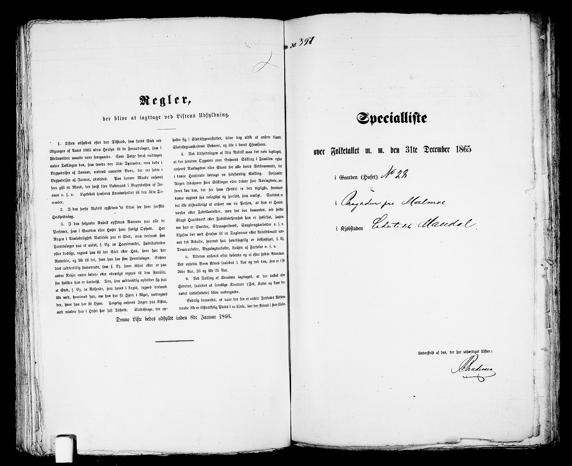 RA, Folketelling 1865 for 1002B Mandal prestegjeld, Mandal ladested, 1865, s. 802