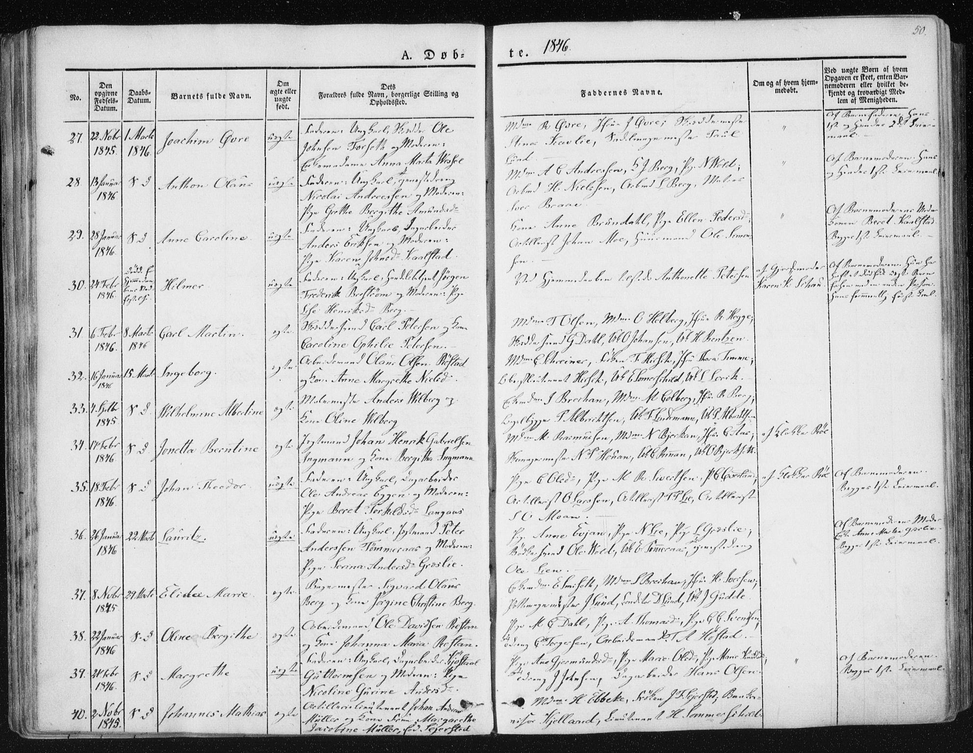 Ministerialprotokoller, klokkerbøker og fødselsregistre - Sør-Trøndelag, SAT/A-1456/602/L0110: Ministerialbok nr. 602A08, 1840-1854, s. 50